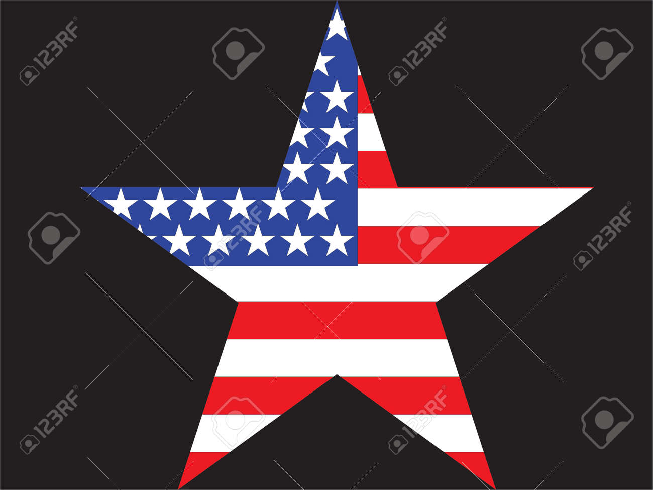 big star american flag on black background stock photo picture and