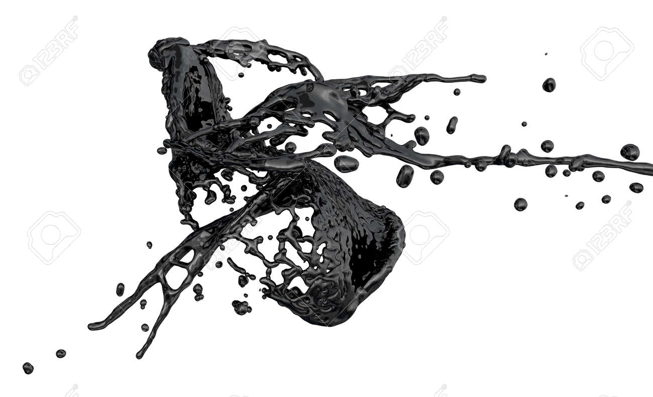 Black color splash isolated on white stock photo 15035551