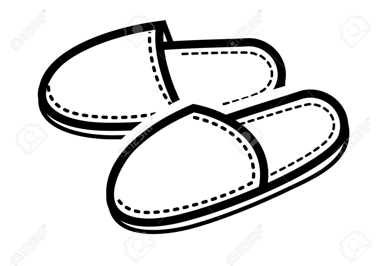 Vektor Schwarze Pantoffeln Symbol Auf Weißem Hintergrund Hausschuhe Vektor Symbol. Schwarz Und Weiß Lizenzfrei