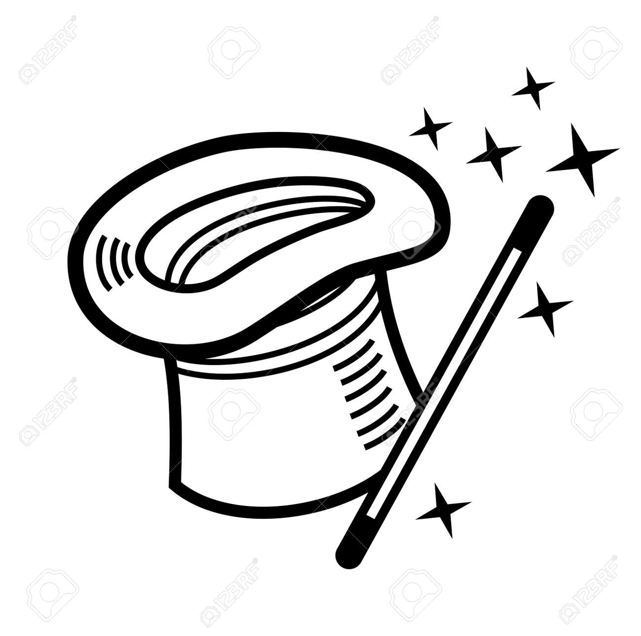 白い背景の上ベクトル ブラック マジック ハット のイラスト素材 ベクタ Image