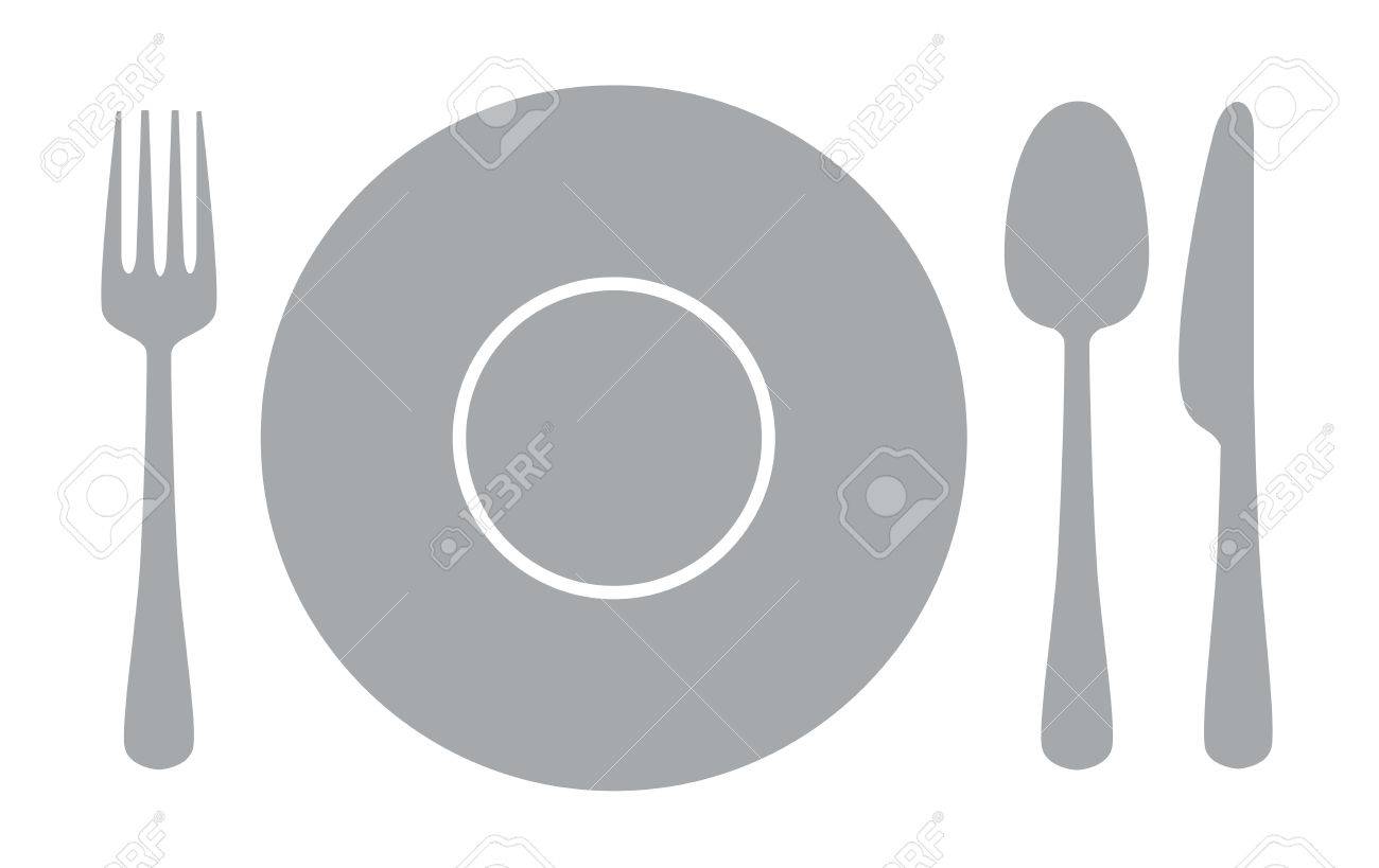 ナイフ フォーク スプーンをホワイト上の灰色のベクトル イラスト のイラスト素材 ベクタ Image