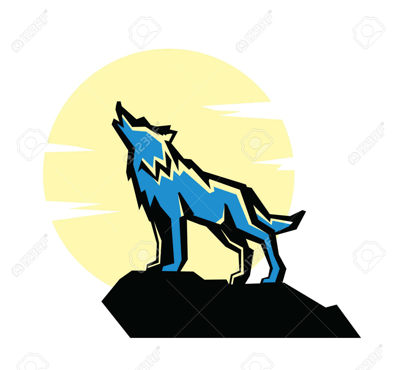 白の背景にベクトル黒狼ハウル紋章のイラスト素材 ベクタ Image