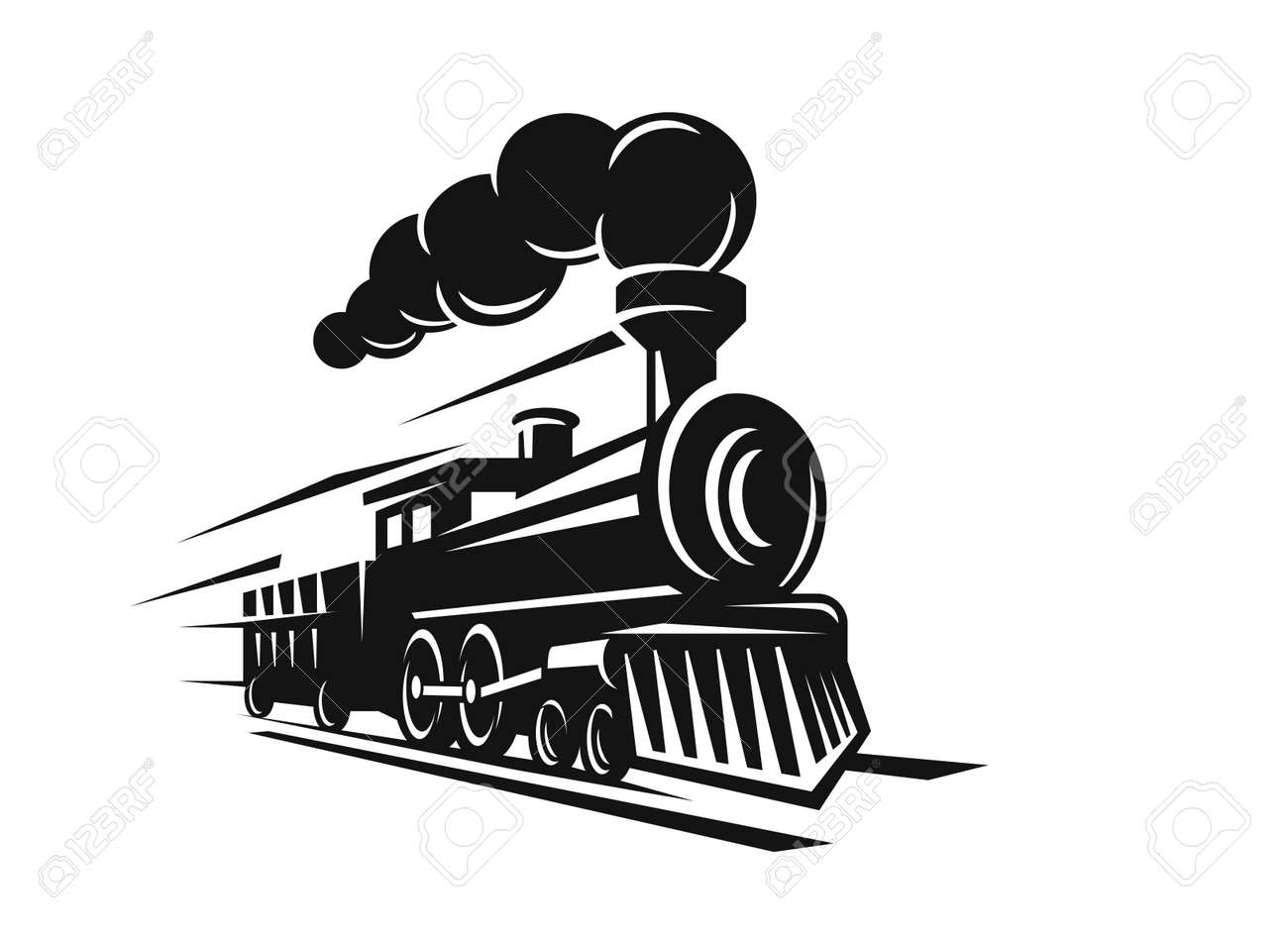 vector retro train logo on white background train logo