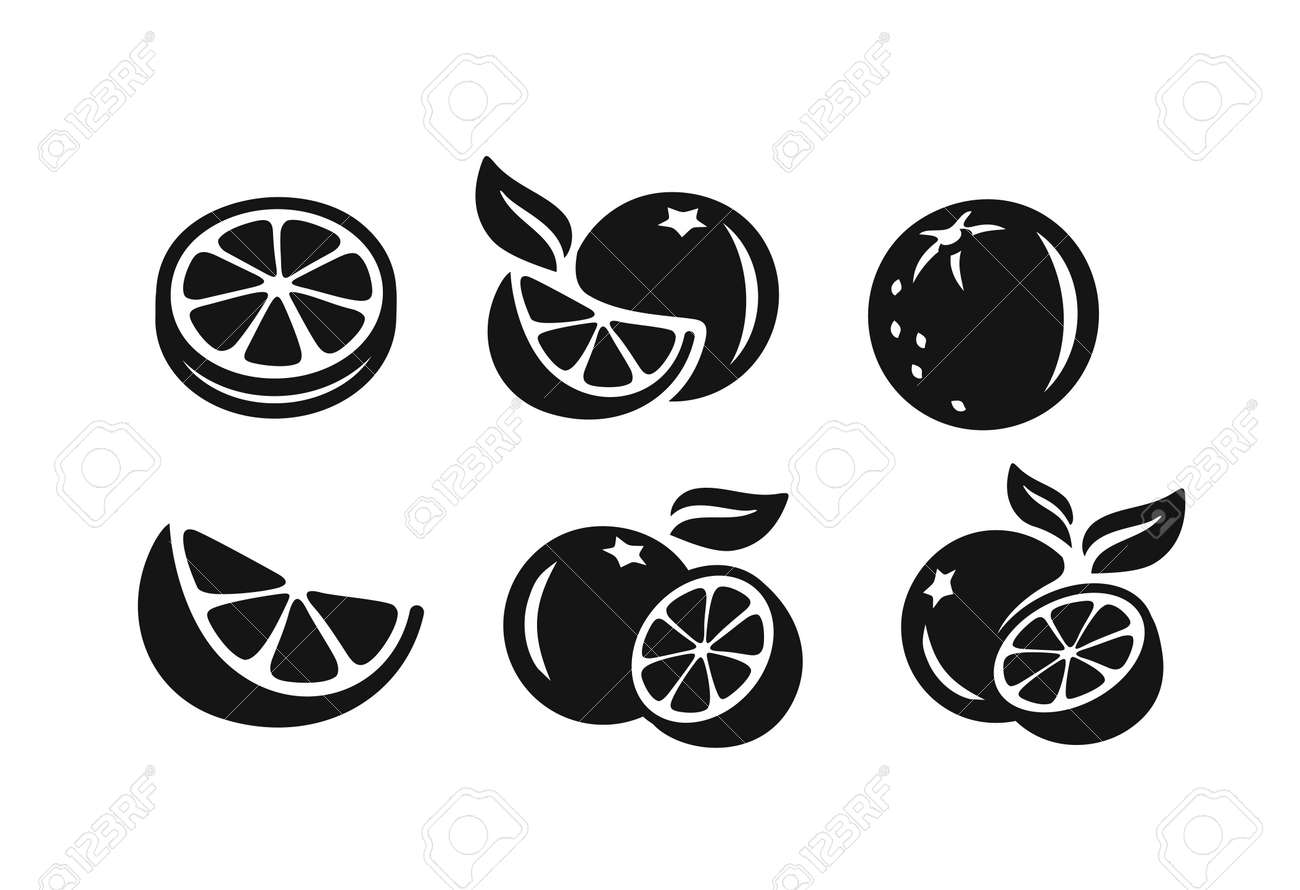 Orange Fruit Vector Black Icon On White Background Royalty Free Cliparts Vectors And Stock Illustration Image 98049795