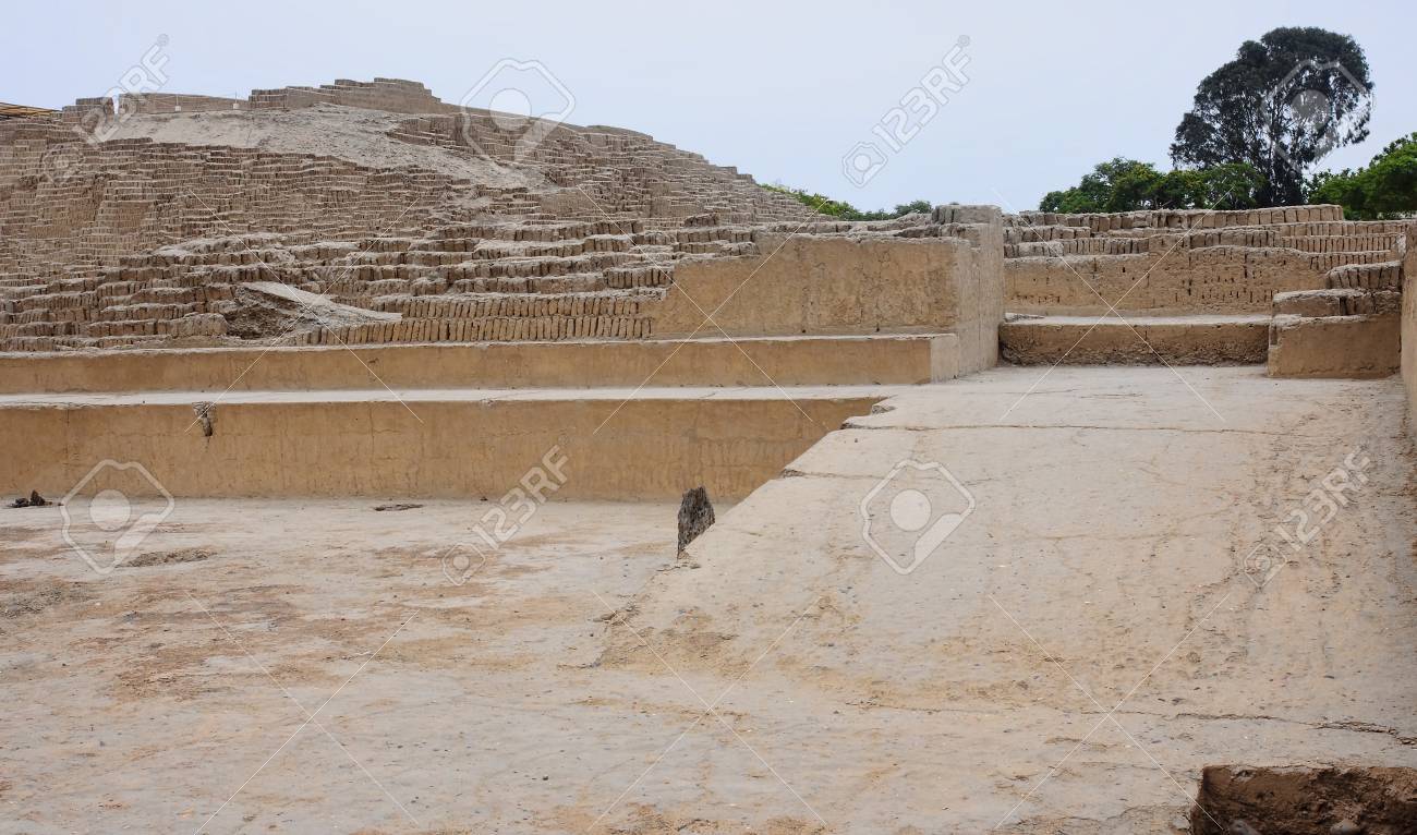 the huaca pucllana is a great adobe and clay pyramid located stock