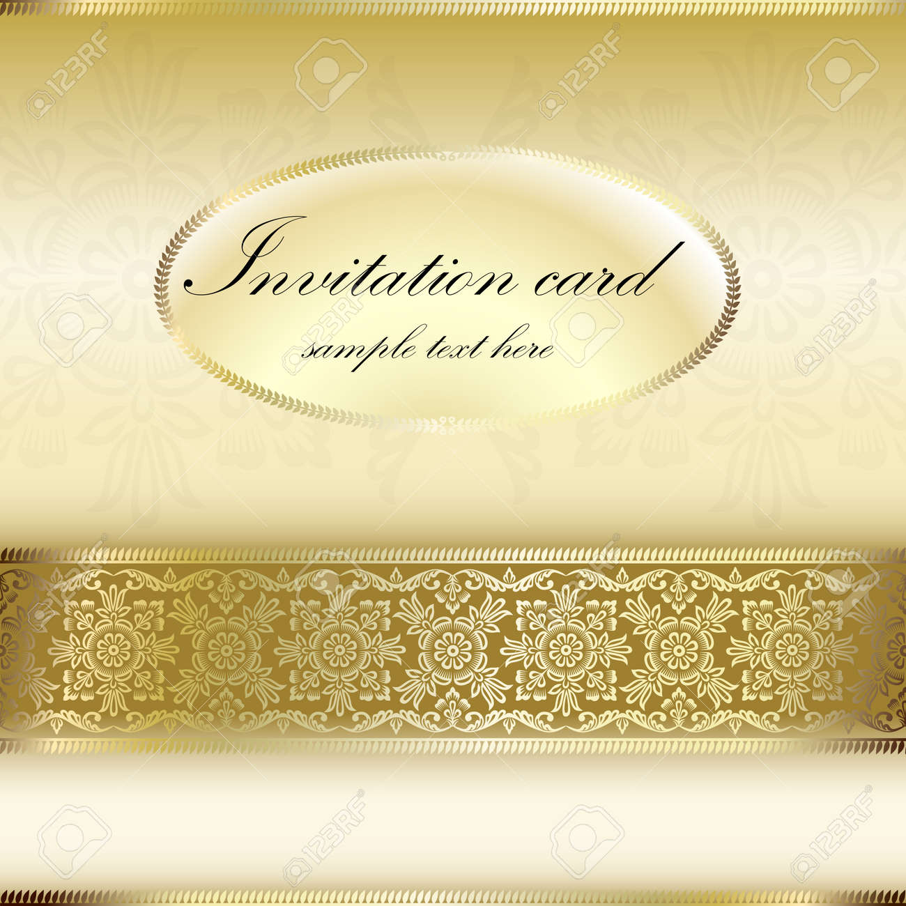 Gold invitation card with ornament motif - 14240082 Gold invitation card with ornament motif - 14240082