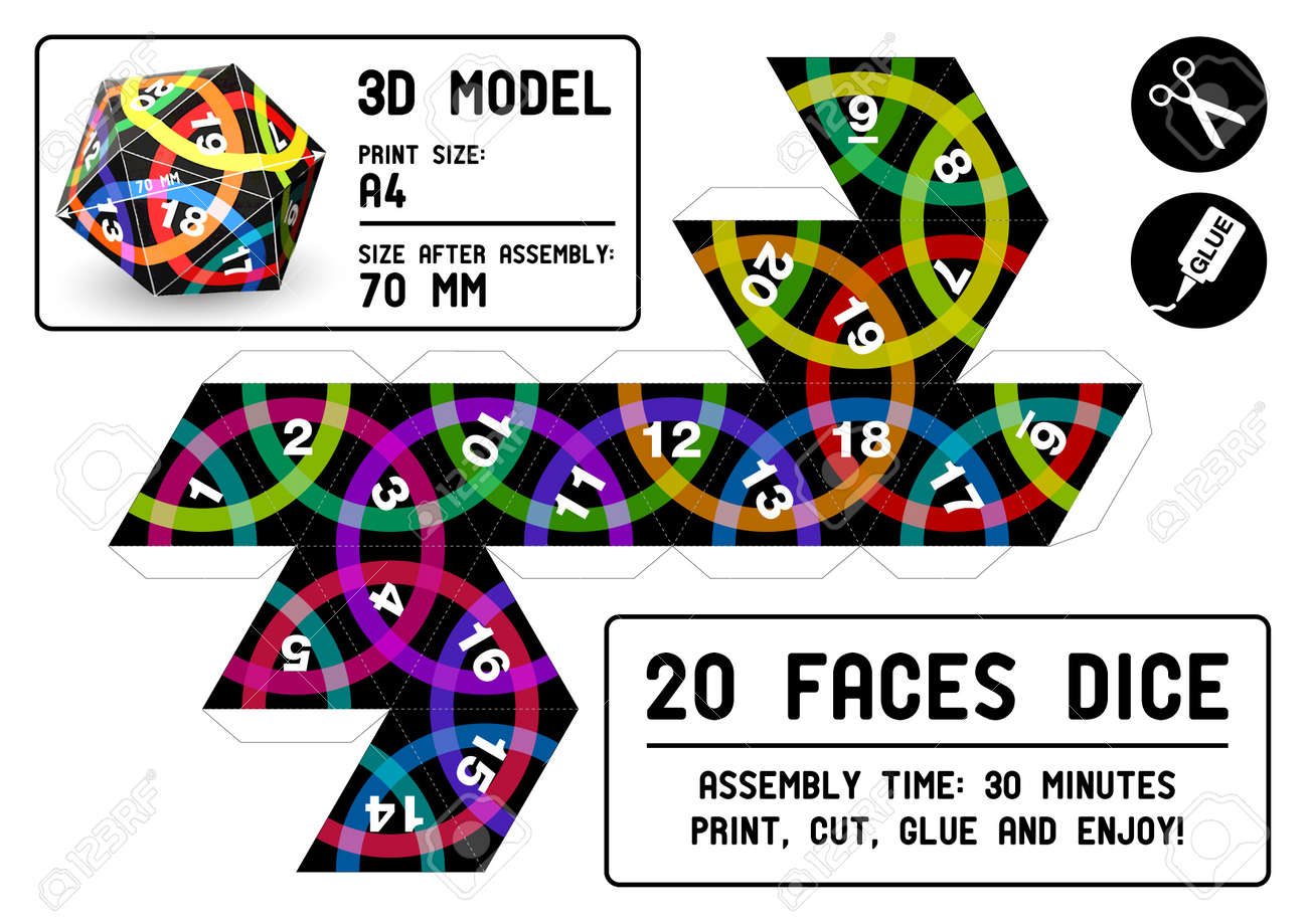 20 sided papercraft dice royalty free cliparts vectors and stock