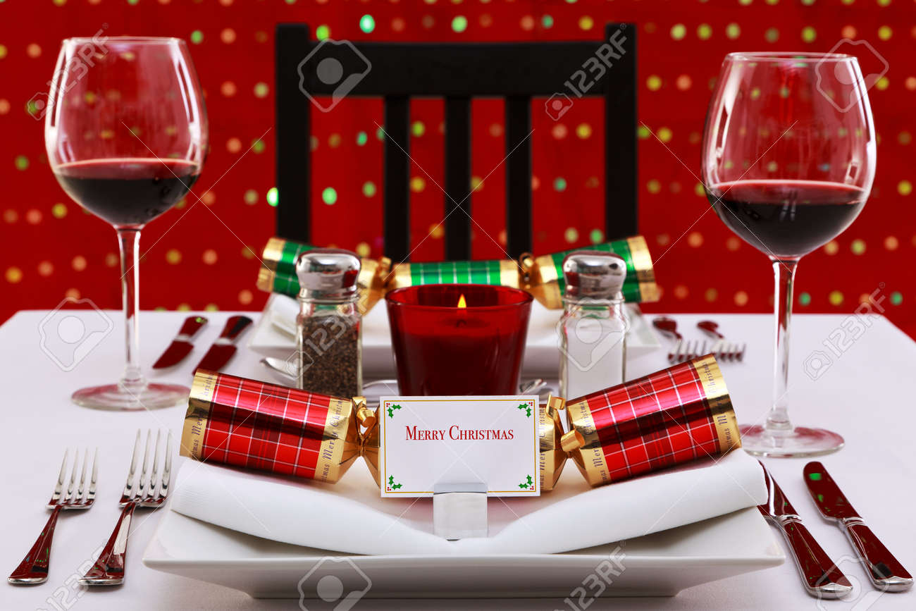 Christmas Place Settings photo of a restaurant table with christmas place settings with Christmas Place Settings photo of a restaurant table with christmas place settings with
