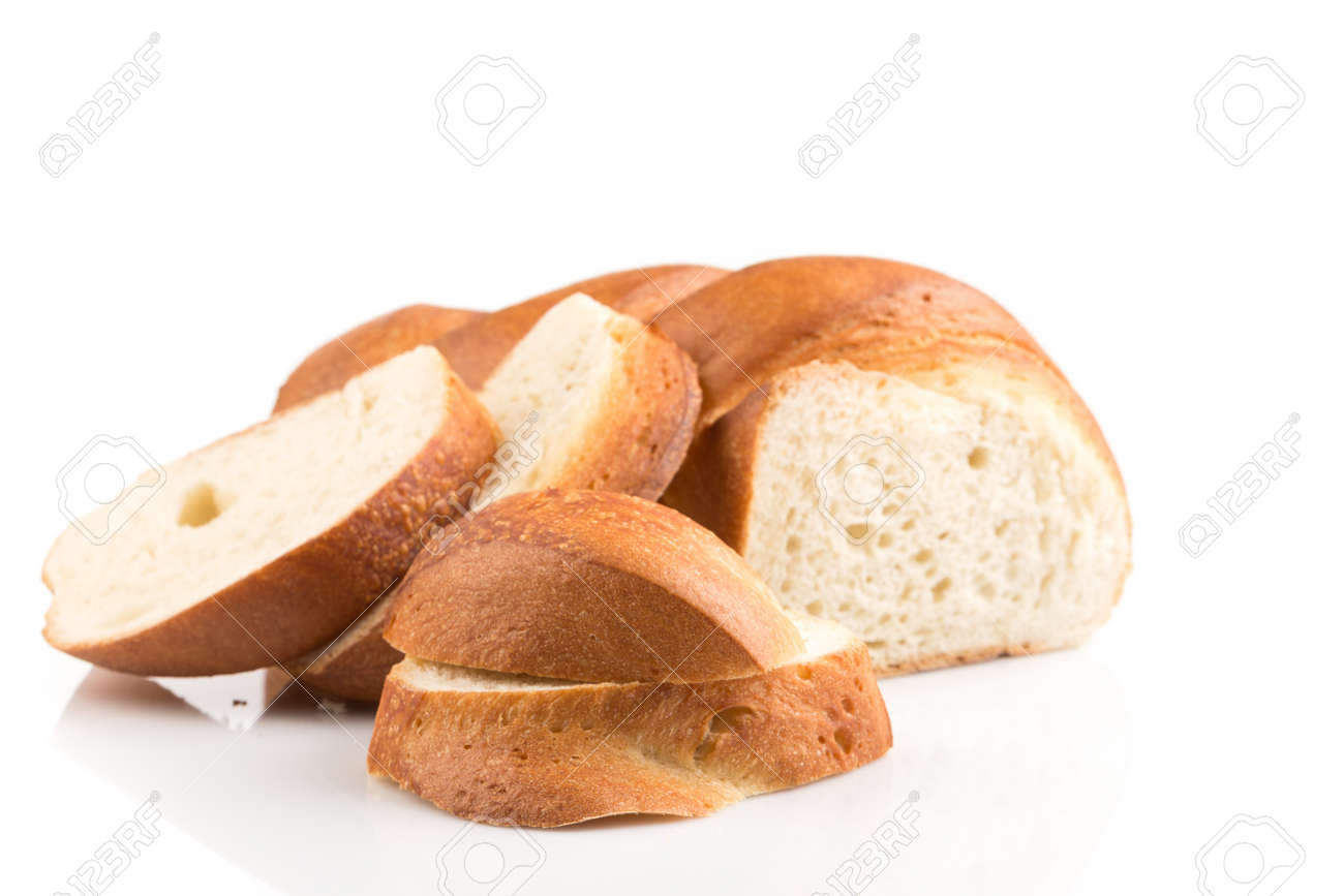 Traditional White Bread Slice Isolated On White Background Stock