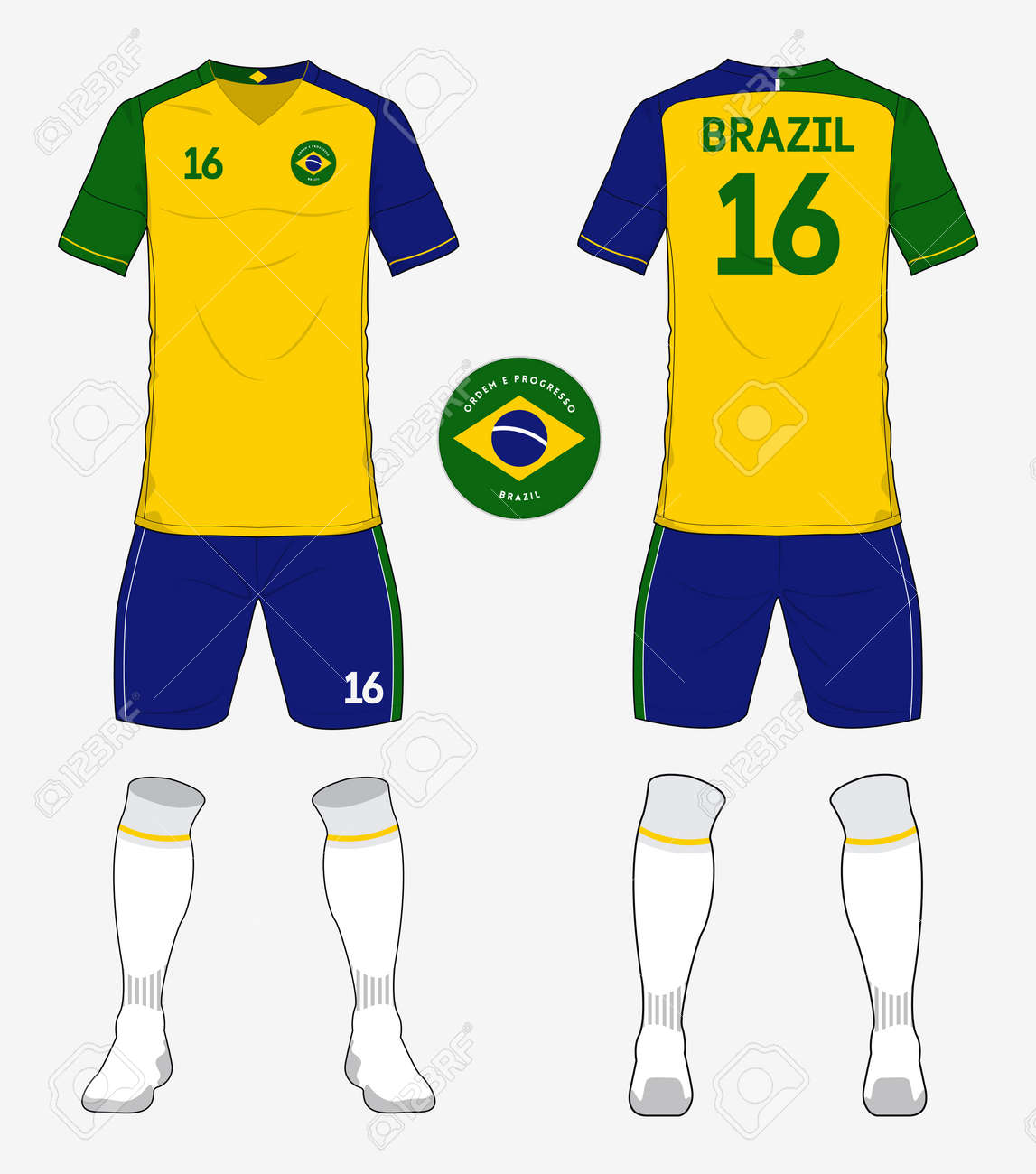 Realistic soccer uniform of a brazil team Vector Image