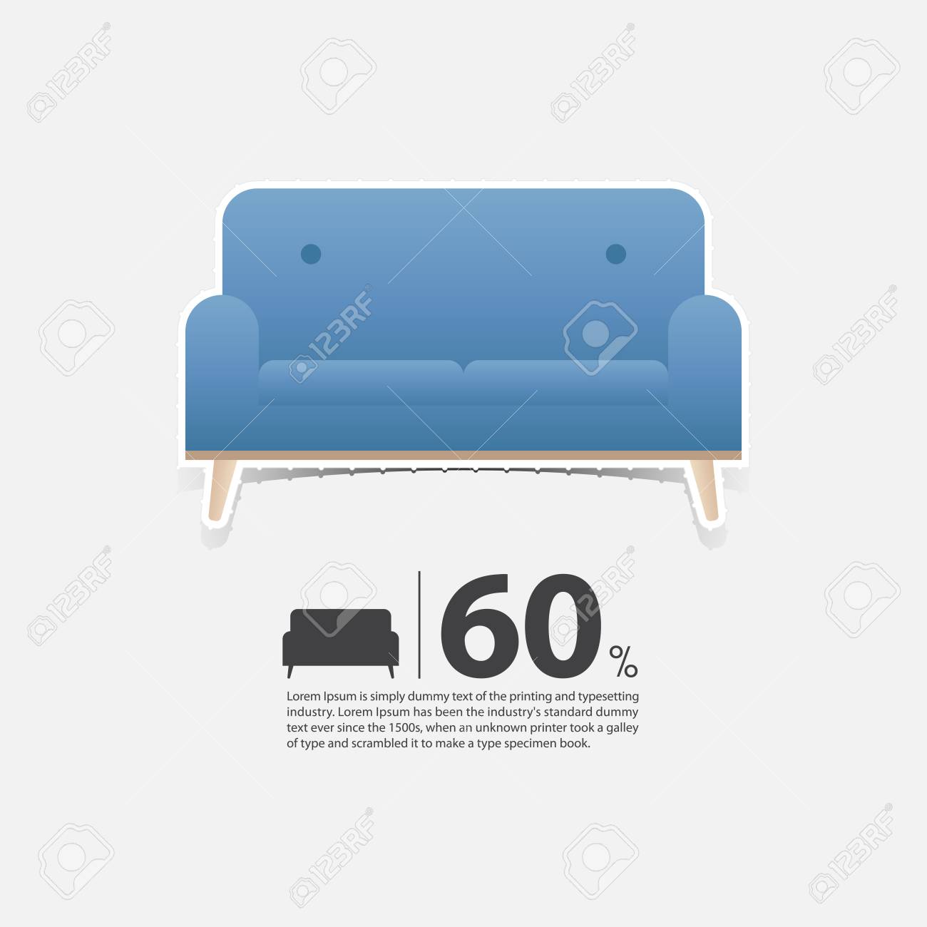 Sofa In Flat Design For Living Room Interior Minimal Couch Icon Royalty Free Cliparts Vectors And Stock Illustration Image 74645921