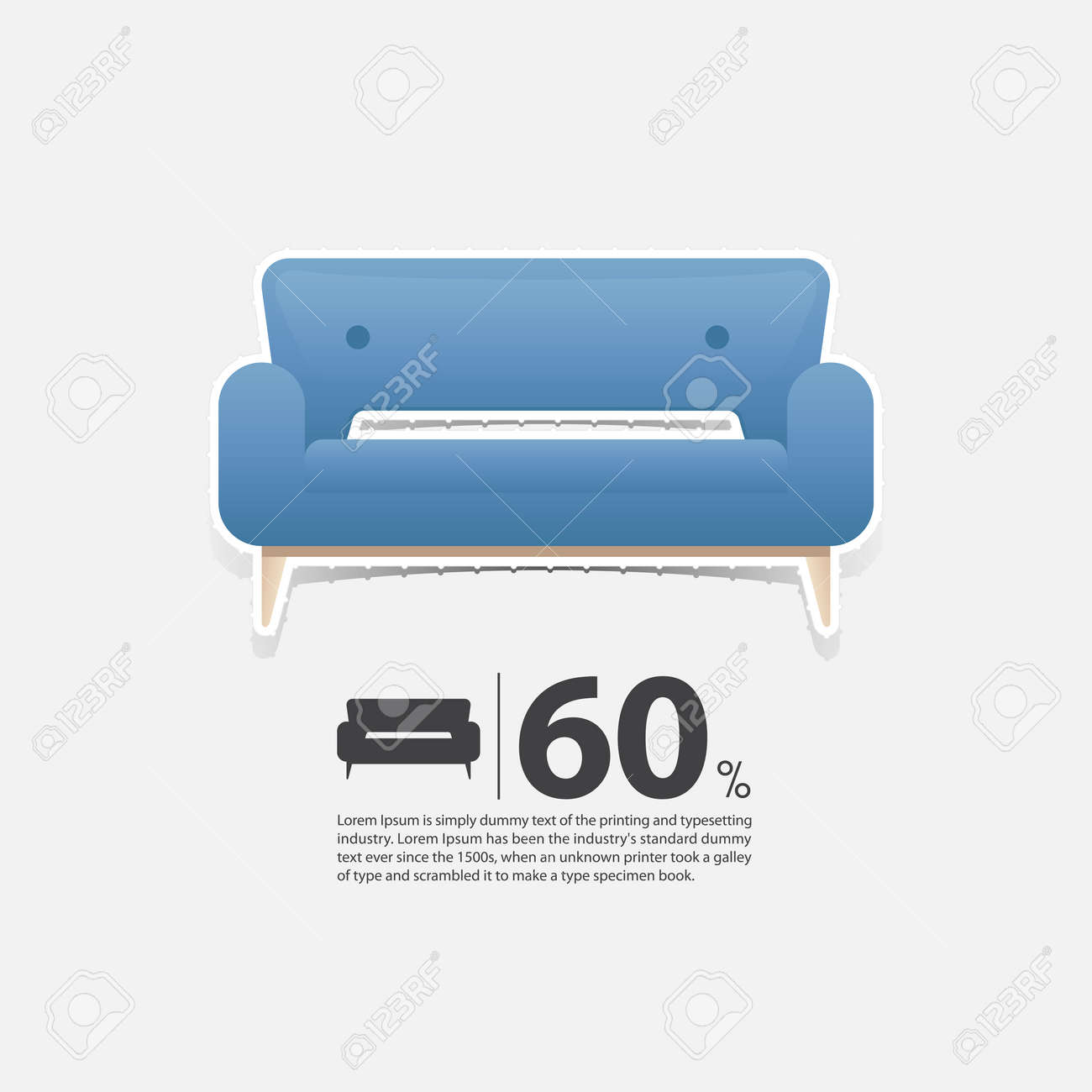 Sofa In Flat Design For Living Room Interior Minimal Couch Icon Royalty Free Cliparts Vectors And Stock Illustration Image 74645919
