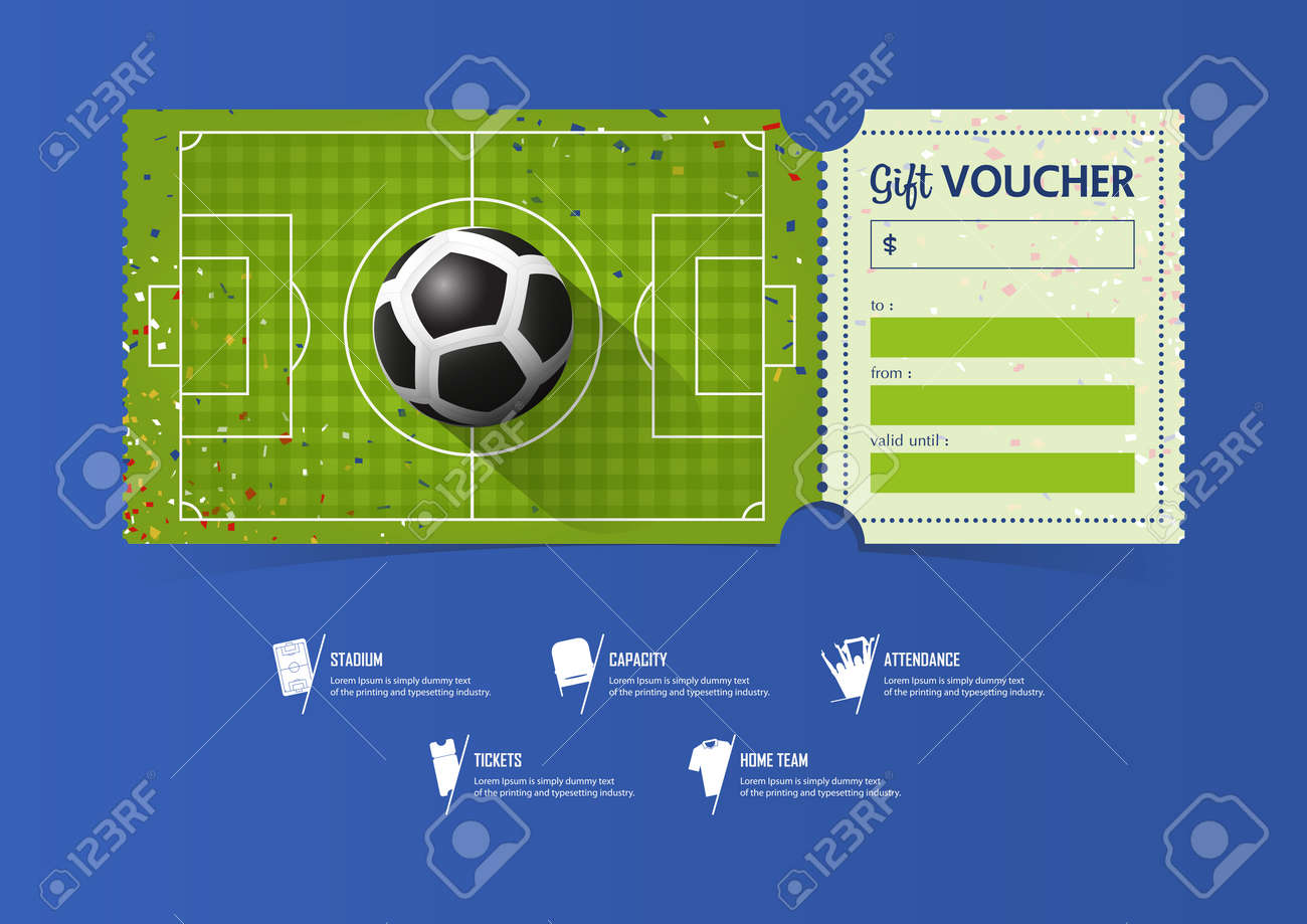 football or soccer ticket template design for sport match soccer field ticket template