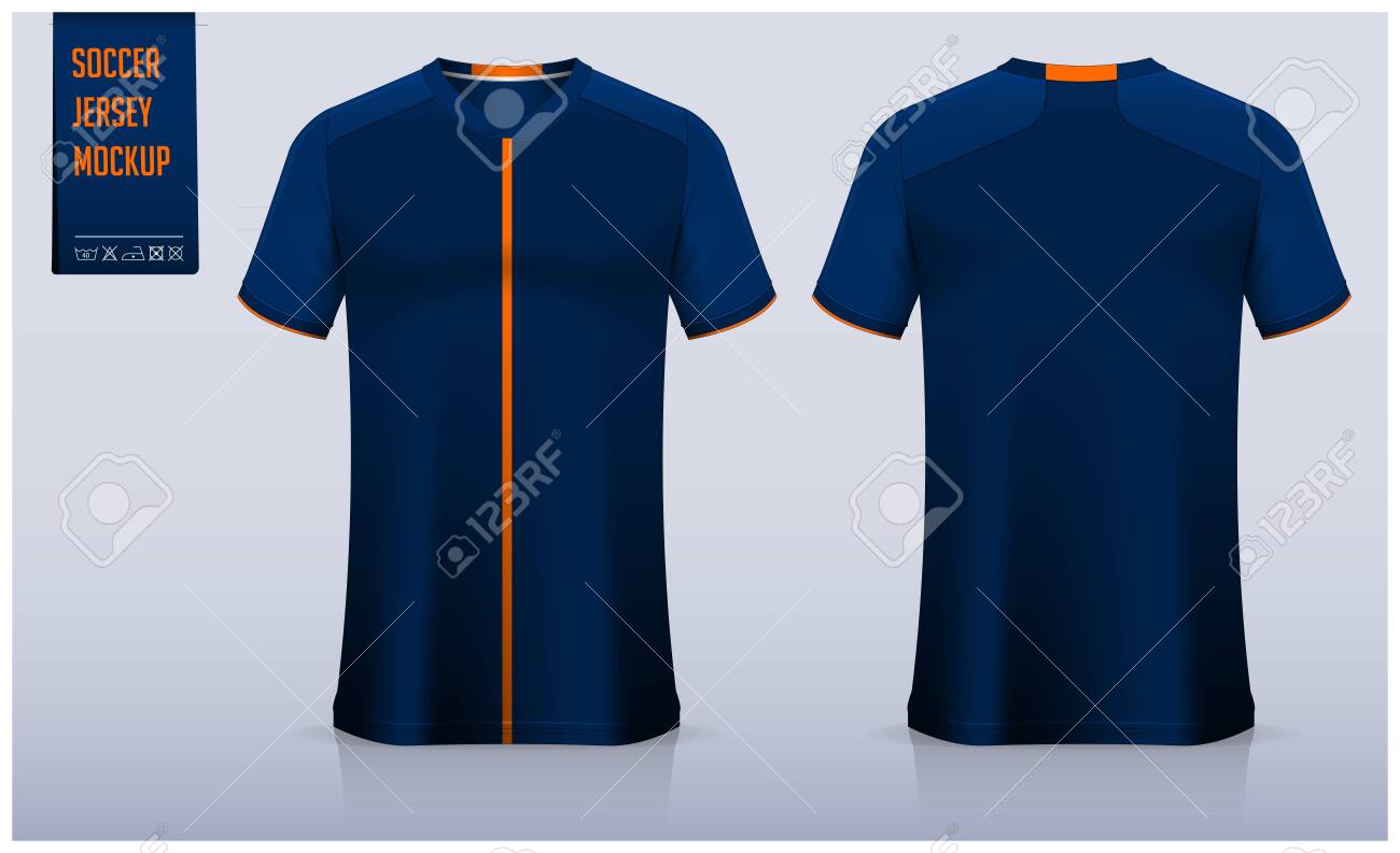 Download Soccer Jersey Or Football Kit Mockup Template Design For Football Club Sport T Shirt Soccer Uniform In Front View Back View Realistic Football Shirt Mockup Vector Illustration Royalty Free Cliparts Vectors And Stock