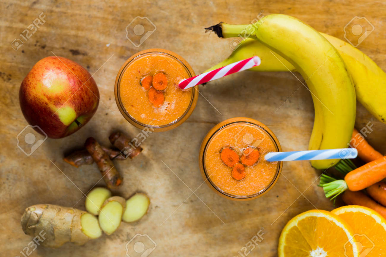 Batido de platano naranja y zanahoria