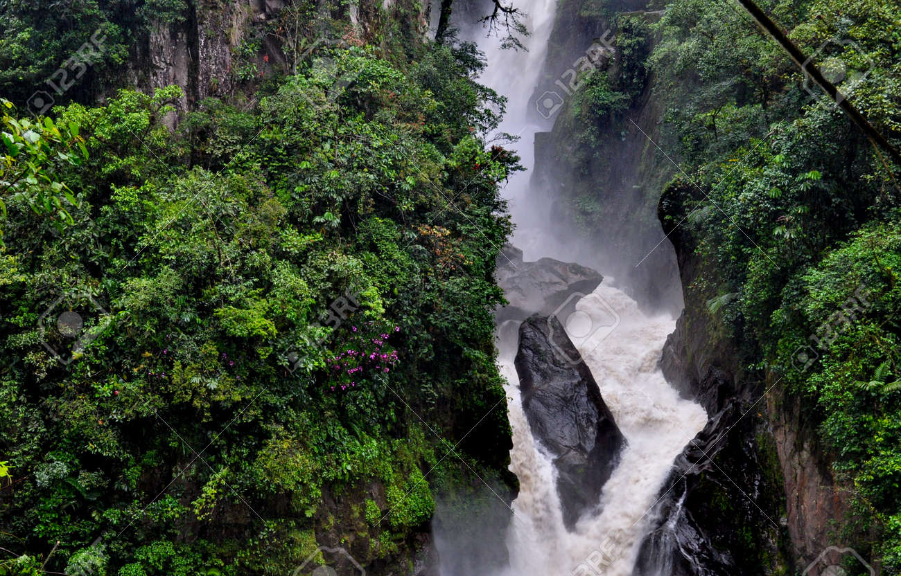 Pailon Del Diablo Waterfall In Banos De Agua Santa Ecuador Stock Photo Picture And Royalty Free Image Image 77230609