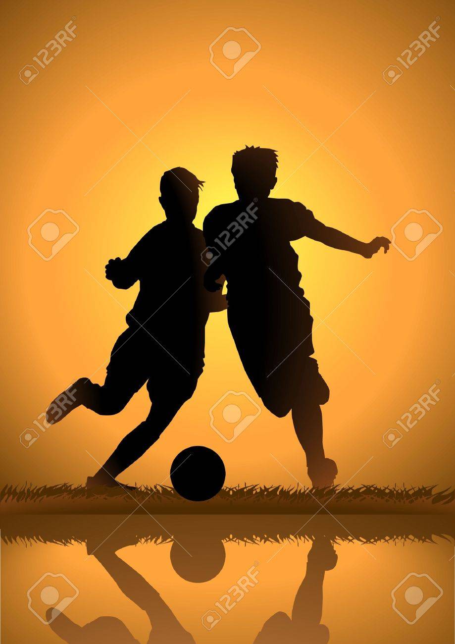 子供のサッカーのシルエット イラストのイラスト素材 ベクタ Image