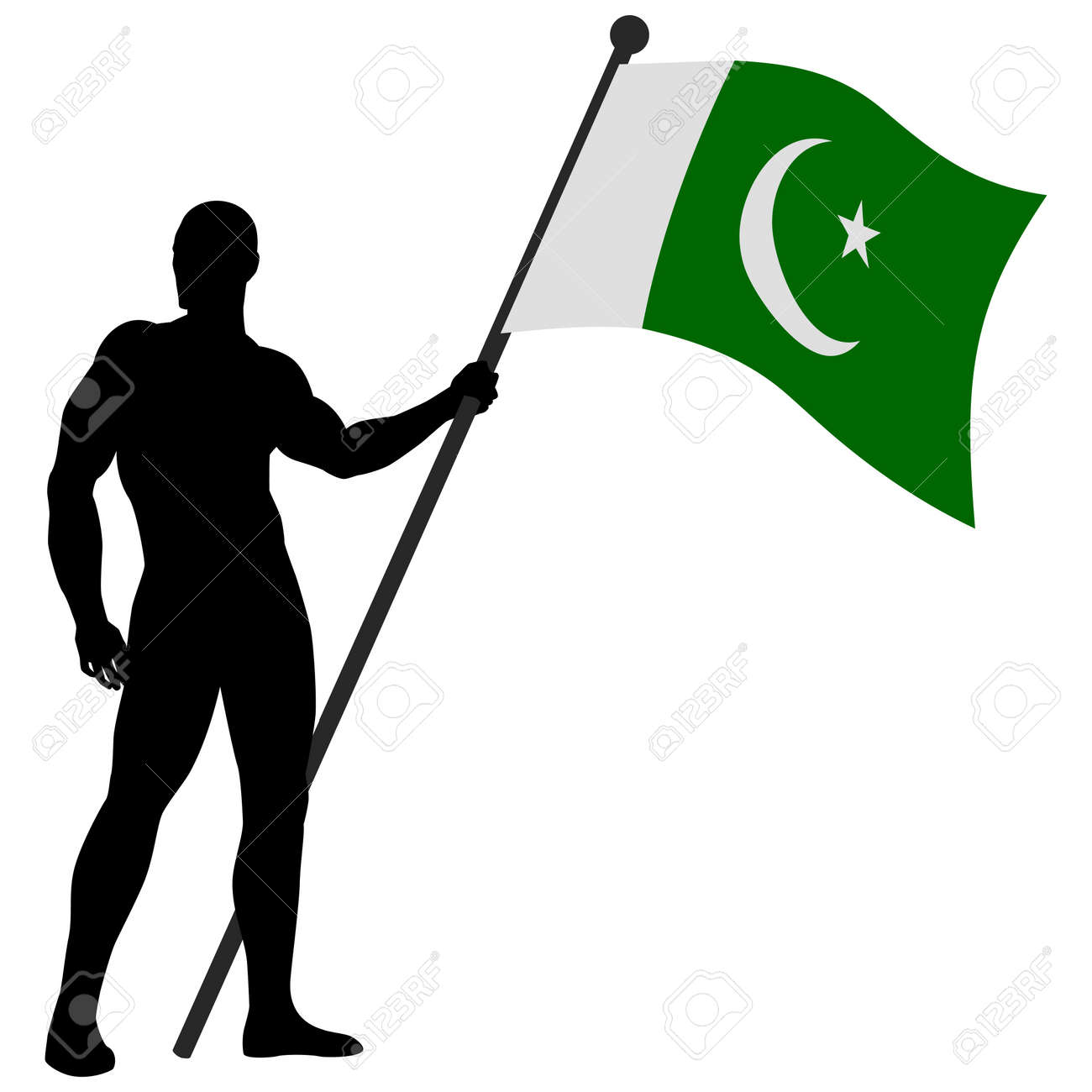 Ilustracion De Un Portador De La Bandera Ilustraciones Vectoriales Clip Art Vectorizado Libre De Derechos Image