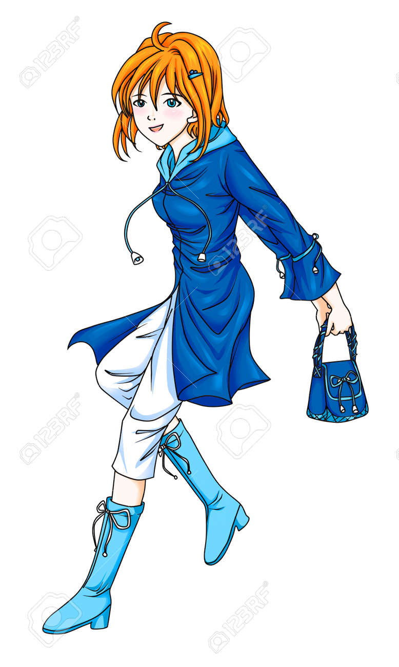 Une Fille Dans Le Style Manga Avec Photoshop Traçage Chemin Daccès Inclus