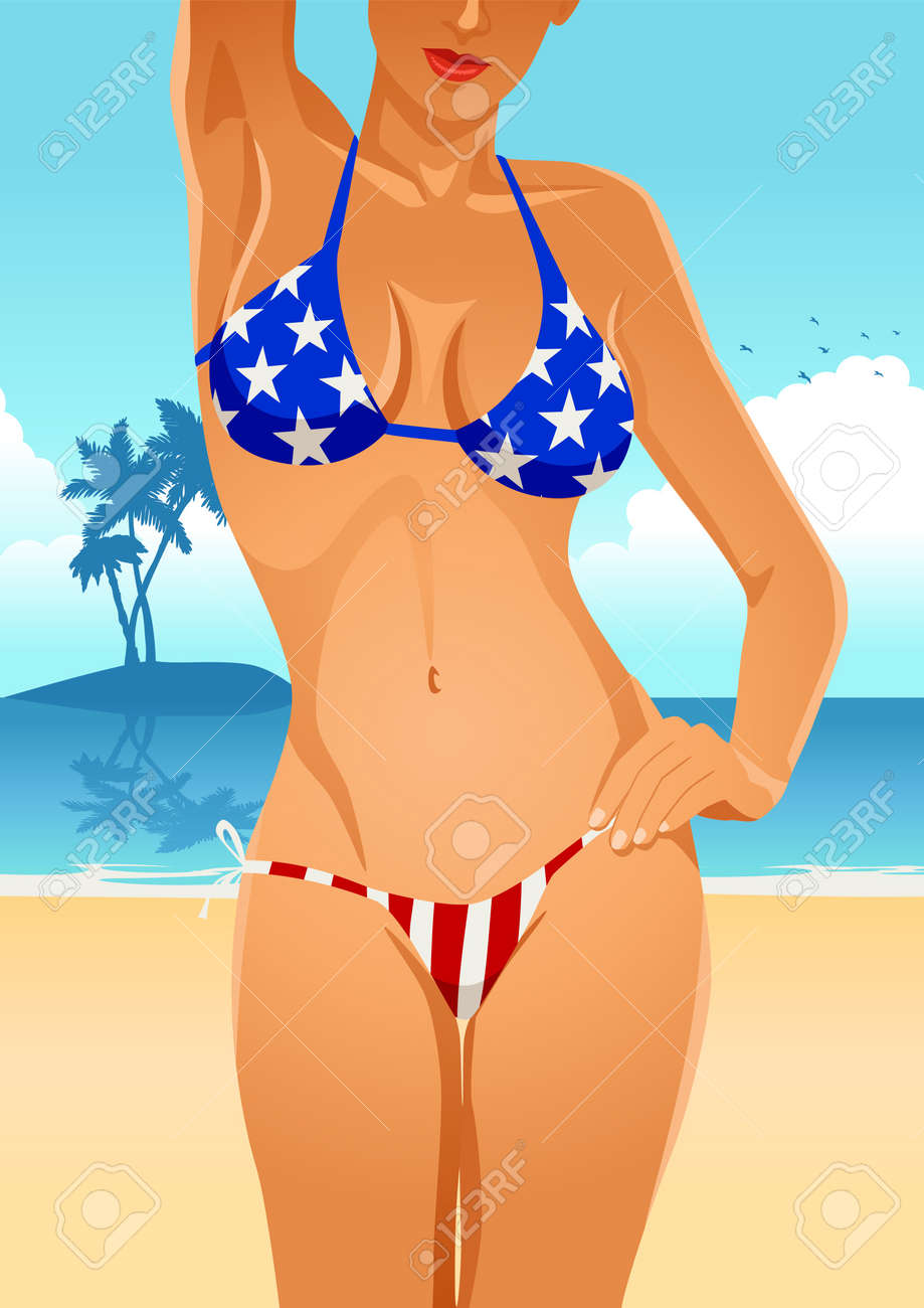 アメリカ国旗ビキニ のイラスト素材 ベクタ Image