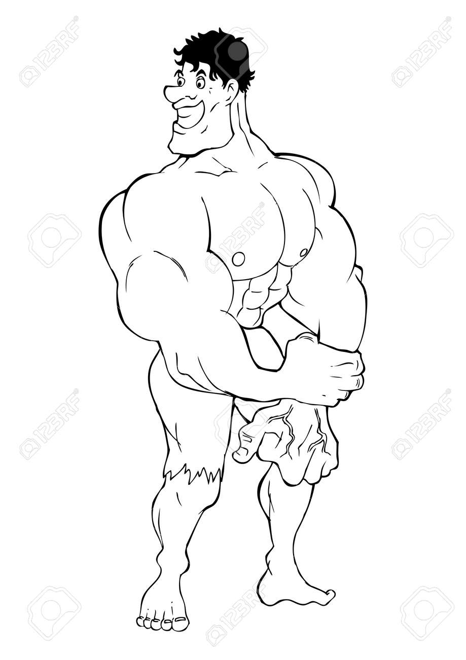 Illustration Contour D Une Figure Homme Muscle Pour Coloriage Clip Art Libres De Droits Vecteurs Et Illustration Image 15941944