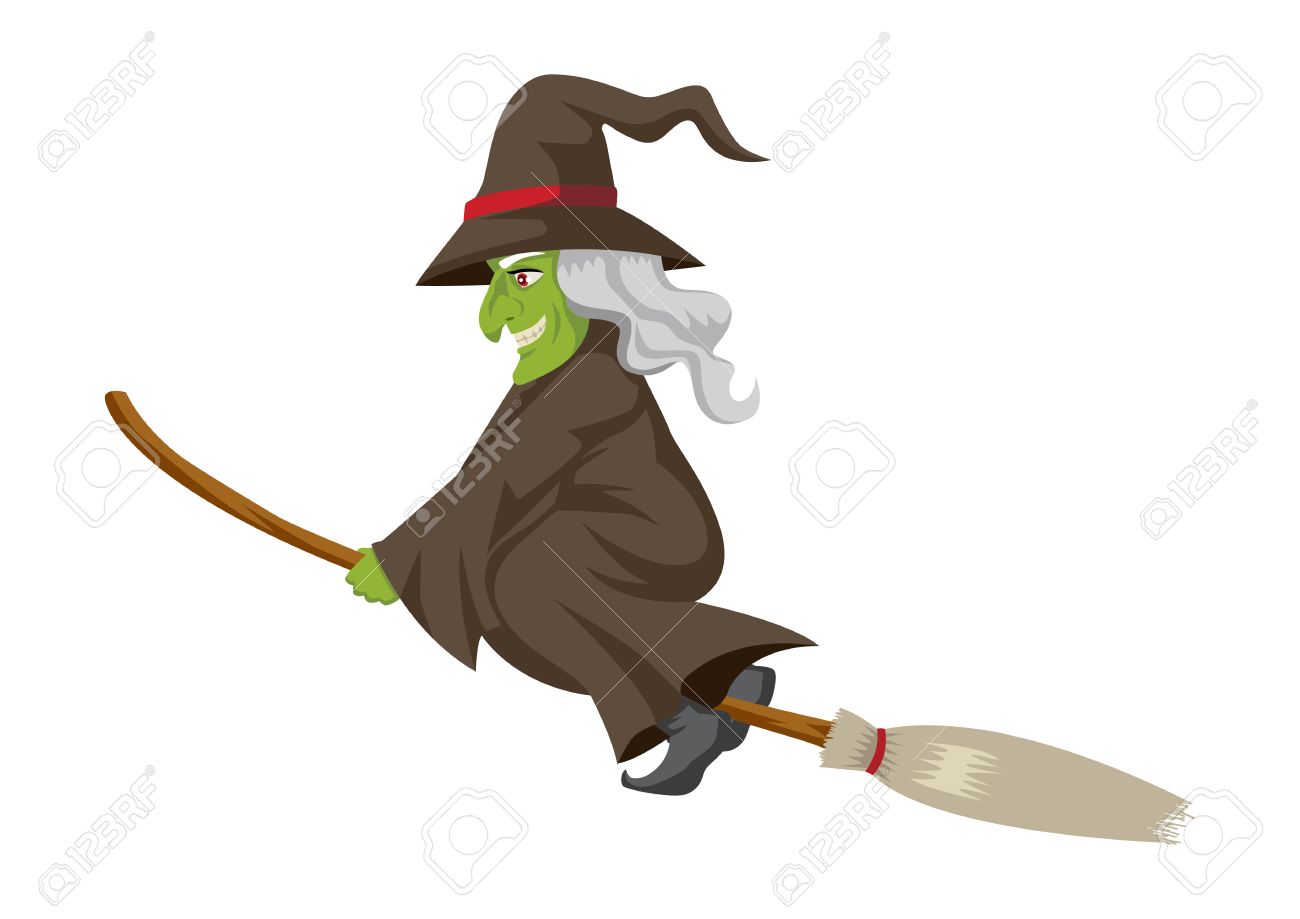 Cartoon Of A Witch Flying With Her Broom Royalty Free SVG, Cliparts,  Vectors, and Stock Illustration. Image 31732705., image size:1300x919