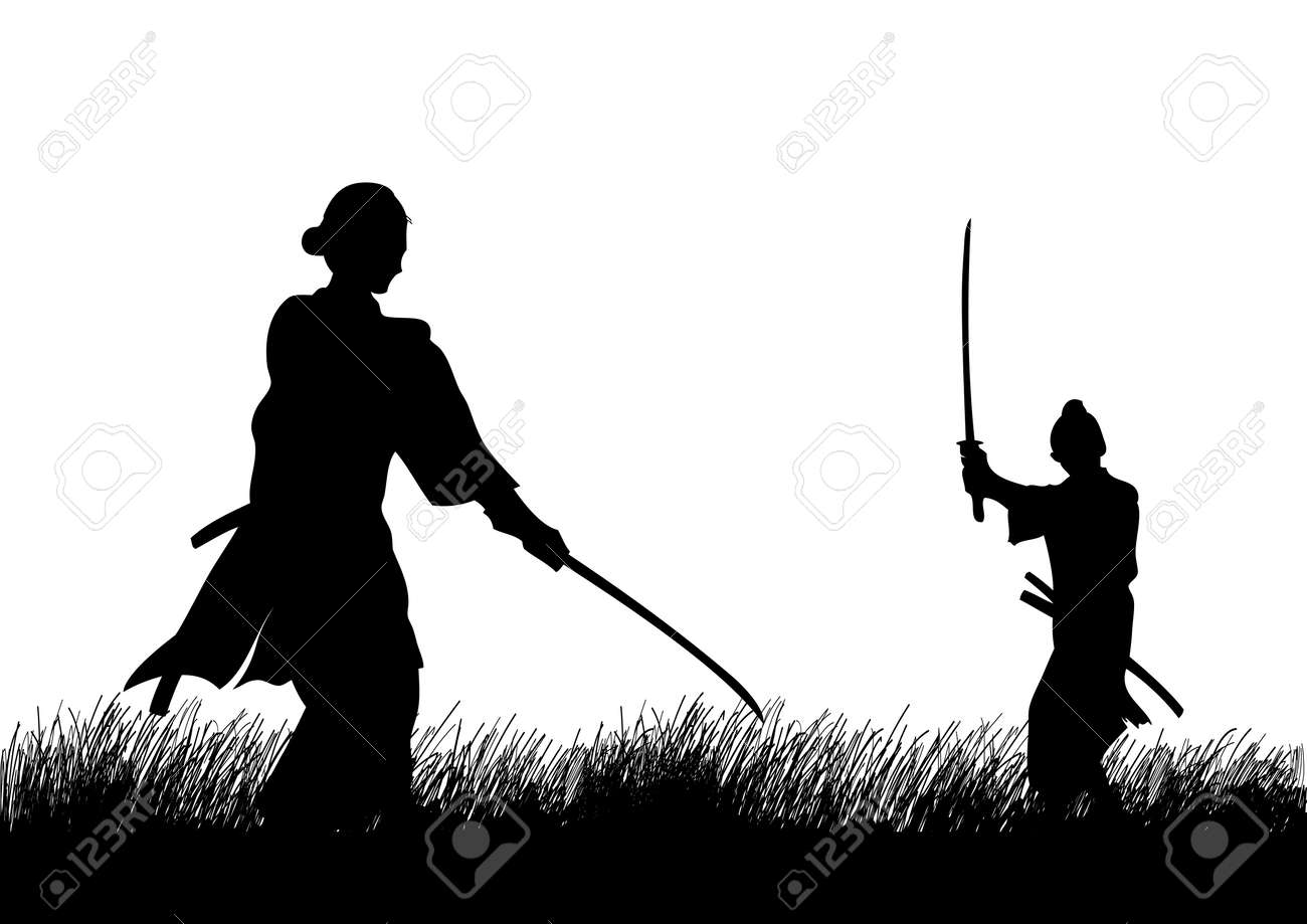 two samurai in duel