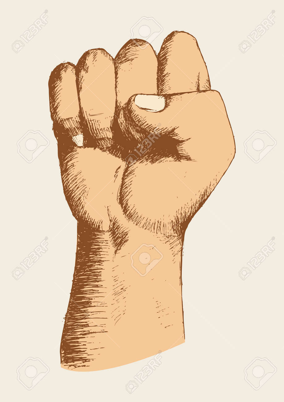 右の拳のスケッチ図 のイラスト素材 ベクタ Image