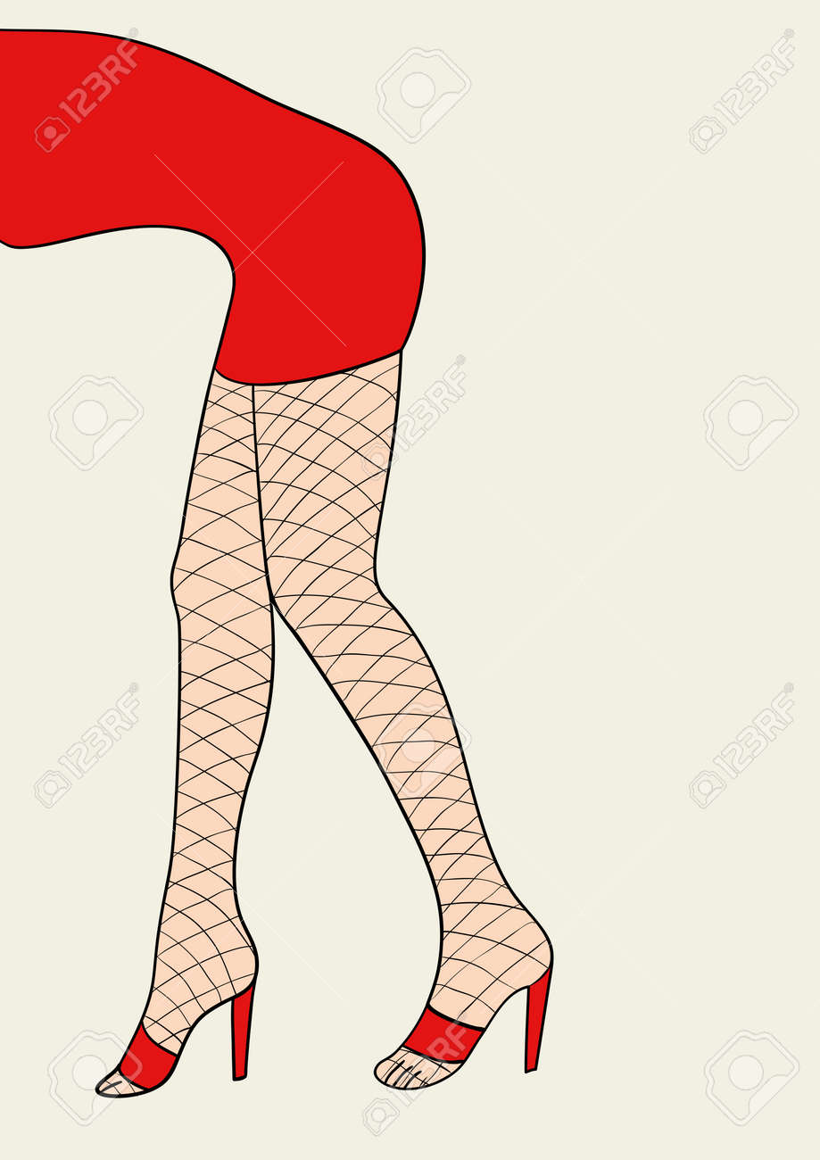 Download Simple Cartoon Of A Woman Legs With Fishnet Stocking Royalty Free Cliparts Vectors And Stock Illustration Image 50429786