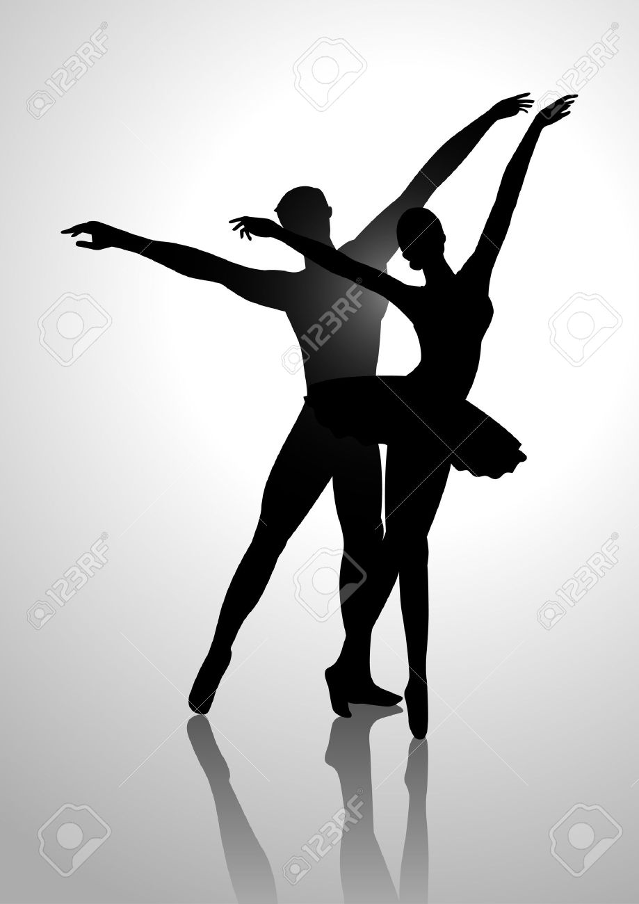 バレエを踊るカップルのシルエット イラストのイラスト素材 ベクタ Image