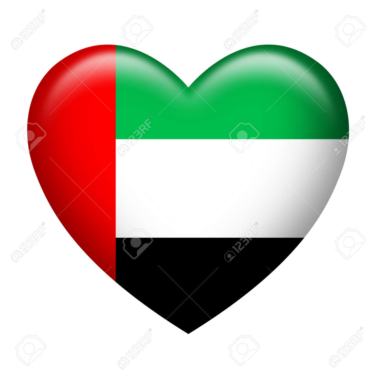 heart shape of united arab emirates flag isolated on white stock
