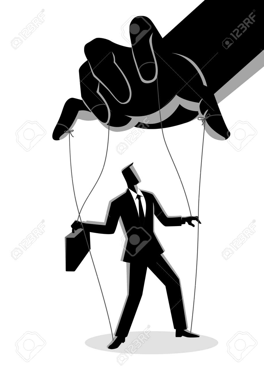 Business concept vector illustration of a businessman being controlled by puppet master - 93213565 Business concept vector illustration of a businessman being controlled by puppet master - 93213565