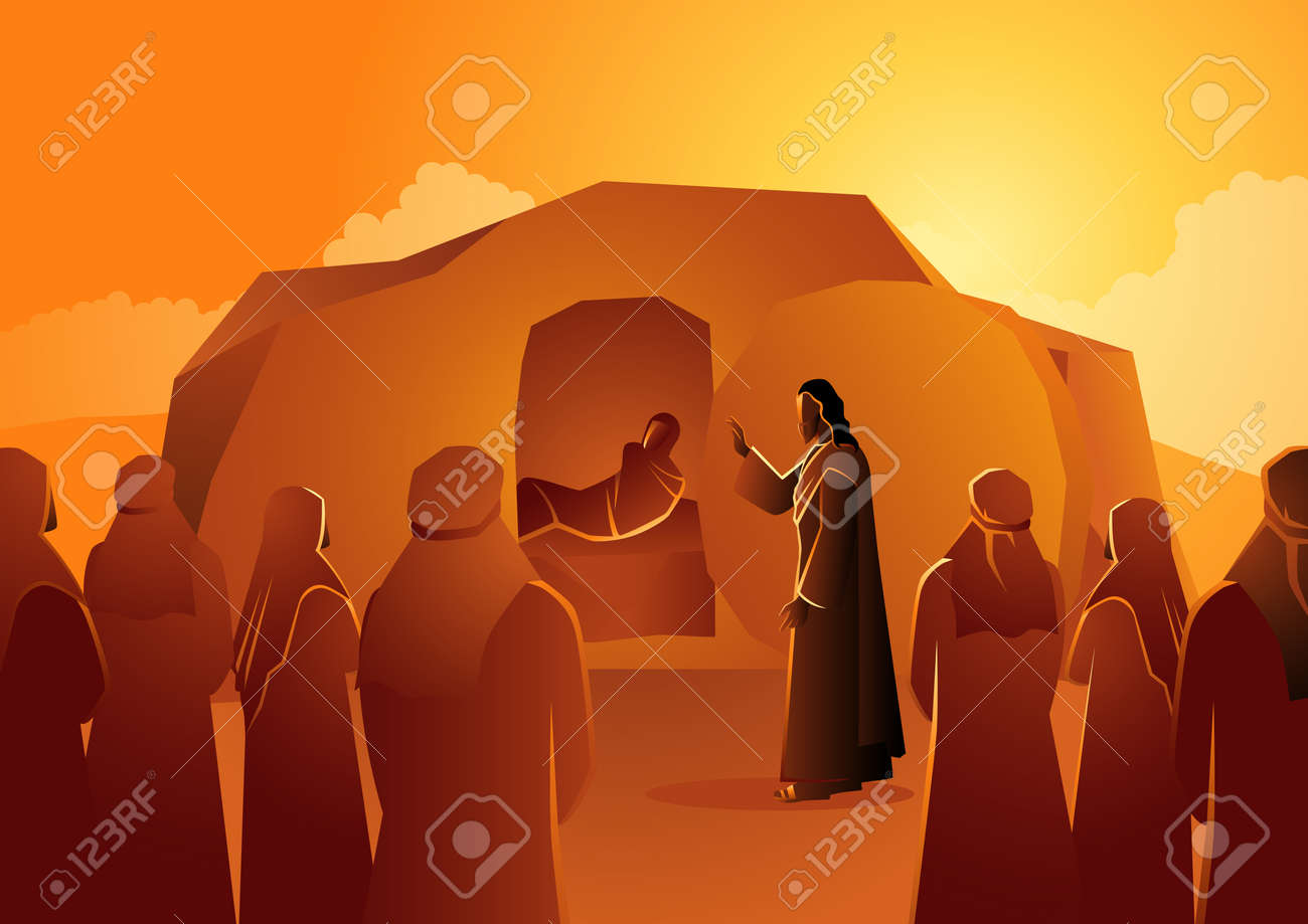 Biblical vector illustration series, Jesus raises Lazarus from the dead - 115726358 Biblical vector illustration series, Jesus raises Lazarus from the dead - 115726358