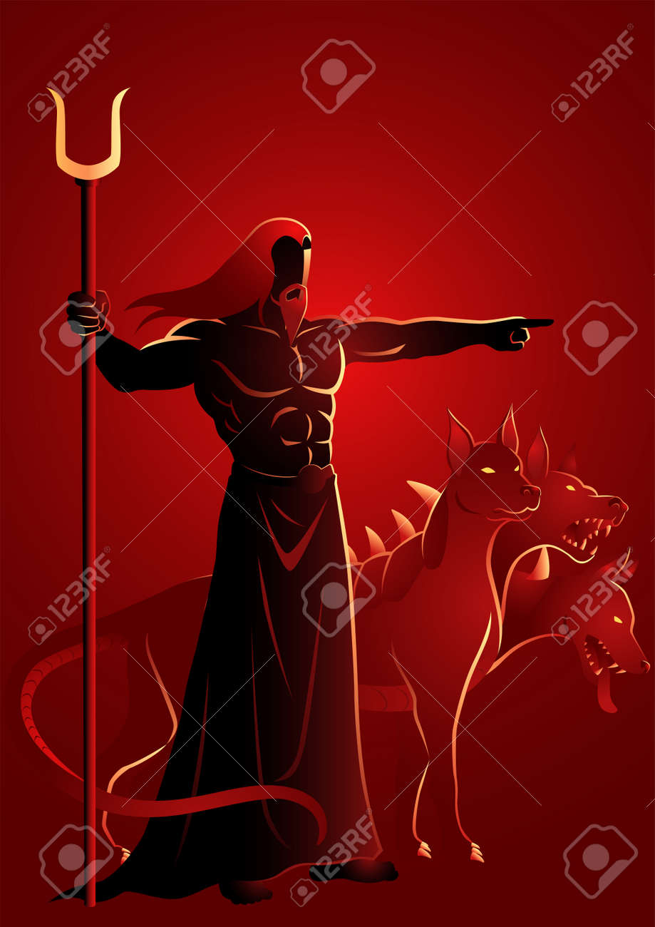 Greek God And Goddess Vector Illustration Series, Hades, The God Of The  Dead And The King Of The Underworld Royalty Free SVG, Cliparts, Vectors,  and Stock Illustration. Image 140630674., image size:919x1300