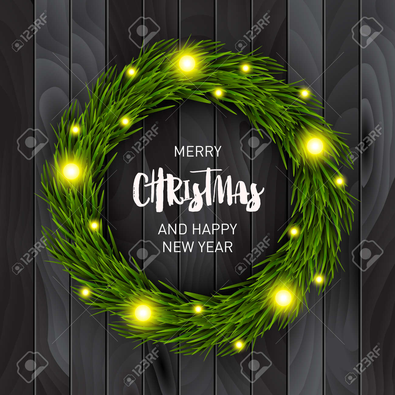 クリスマス リース木製の背景のベクトルのイラスト素材 ベクタ Image