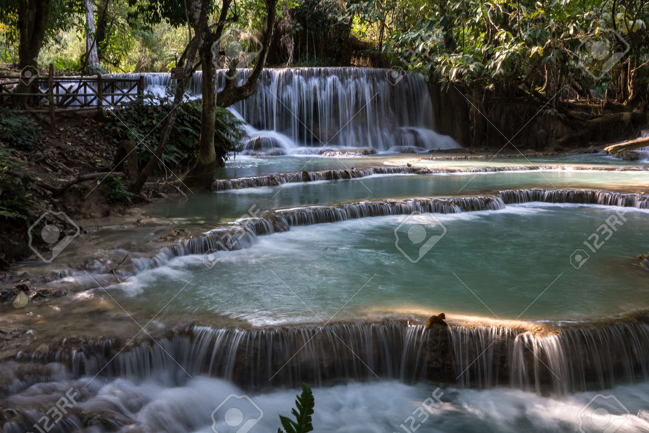 Tat Kuang Si waterfalls near Luang Prabang, Laos - 129652839 Tat Kuang Si waterfalls near Luang Prabang, Laos - 129652839