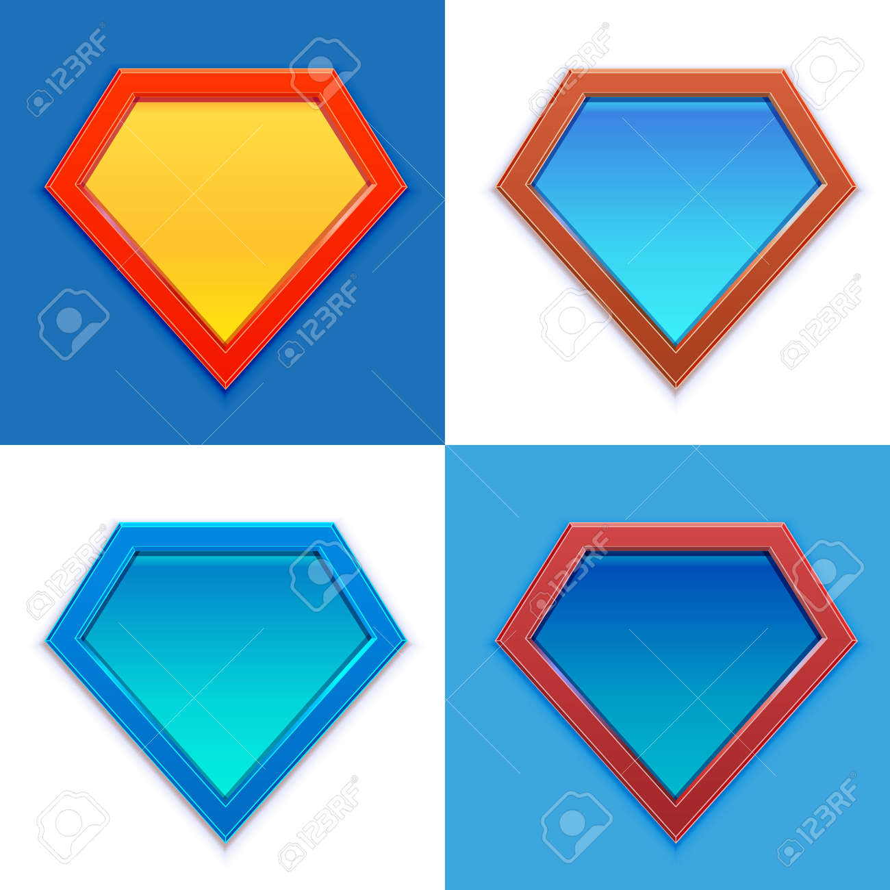 superhero logo template blank super hero badge set vector