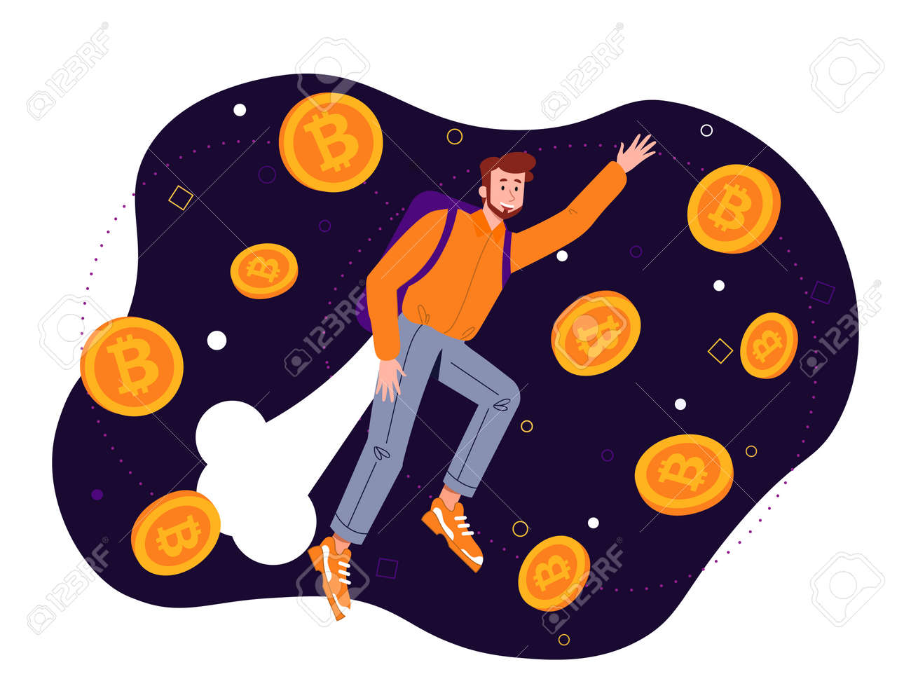 비트코인으로 하늘을 날다 로열티 무료 사진, 그림, 이미지 그리고 스톡포토그래피. Image 188282343