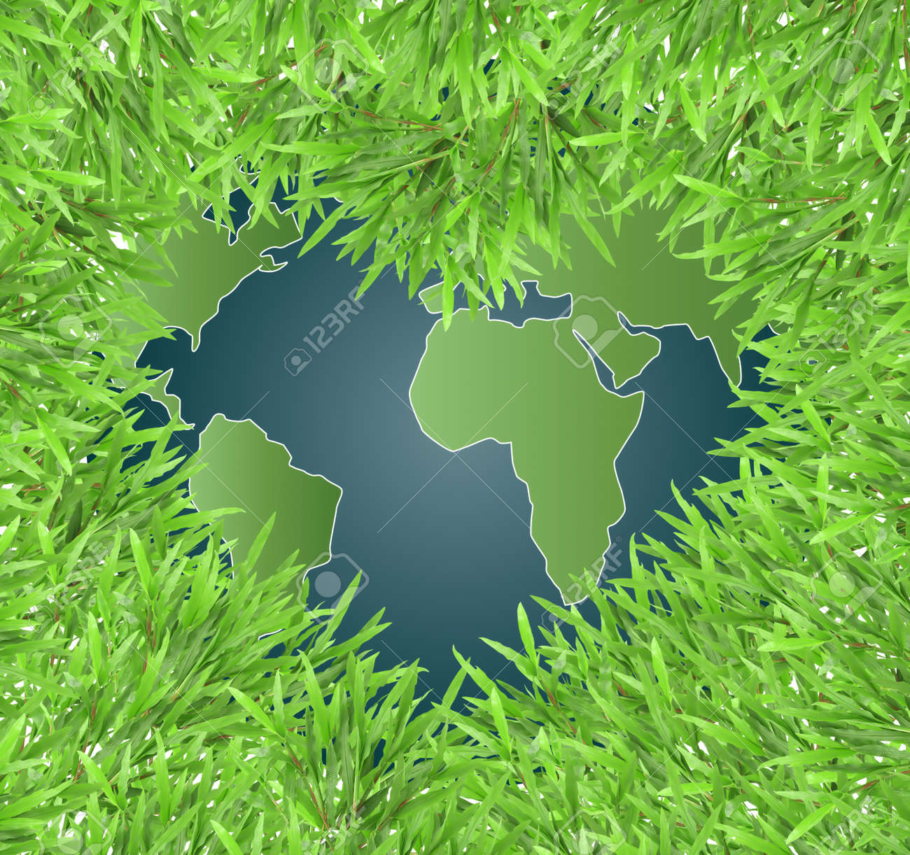 Isoliert Grunen Herzen Gras Bilderrahmen Mit Globus Lizenzfreie Fotos Bilder Und Stock Fotografie Image