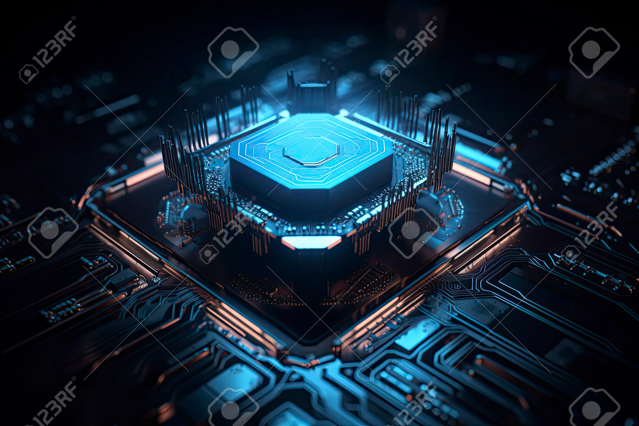 글로벌 컴퓨터 네트워크의 미래형 CPU 양자 프로세서가 AI를 생성합니다. 로열티 무료 사진, 그림, 이미지 그리고 스톡포토그래피.  Image 203779121