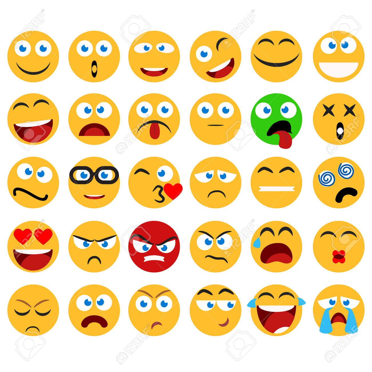large set of vector smiles emoticons and emojis in minimalistic funny emojis