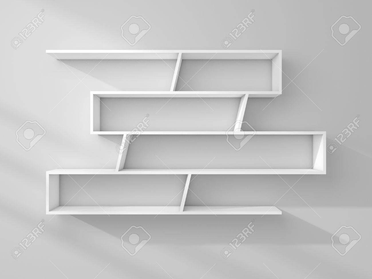 3d Rendered Illustration Of Modern Empty Bookshelves. Stock Photo, Picture  and Royalty Free Image. Image 64063208., image size:1300x975