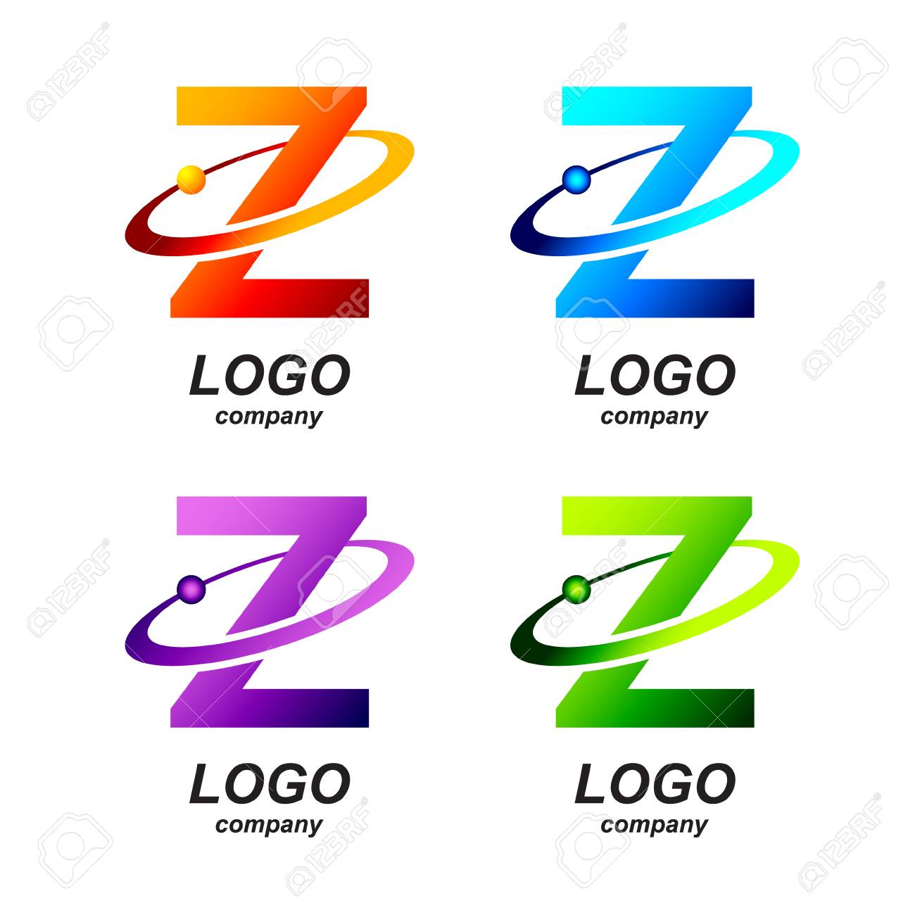 Abstract Letter Z Round Ring Shape Business Logo Design Template