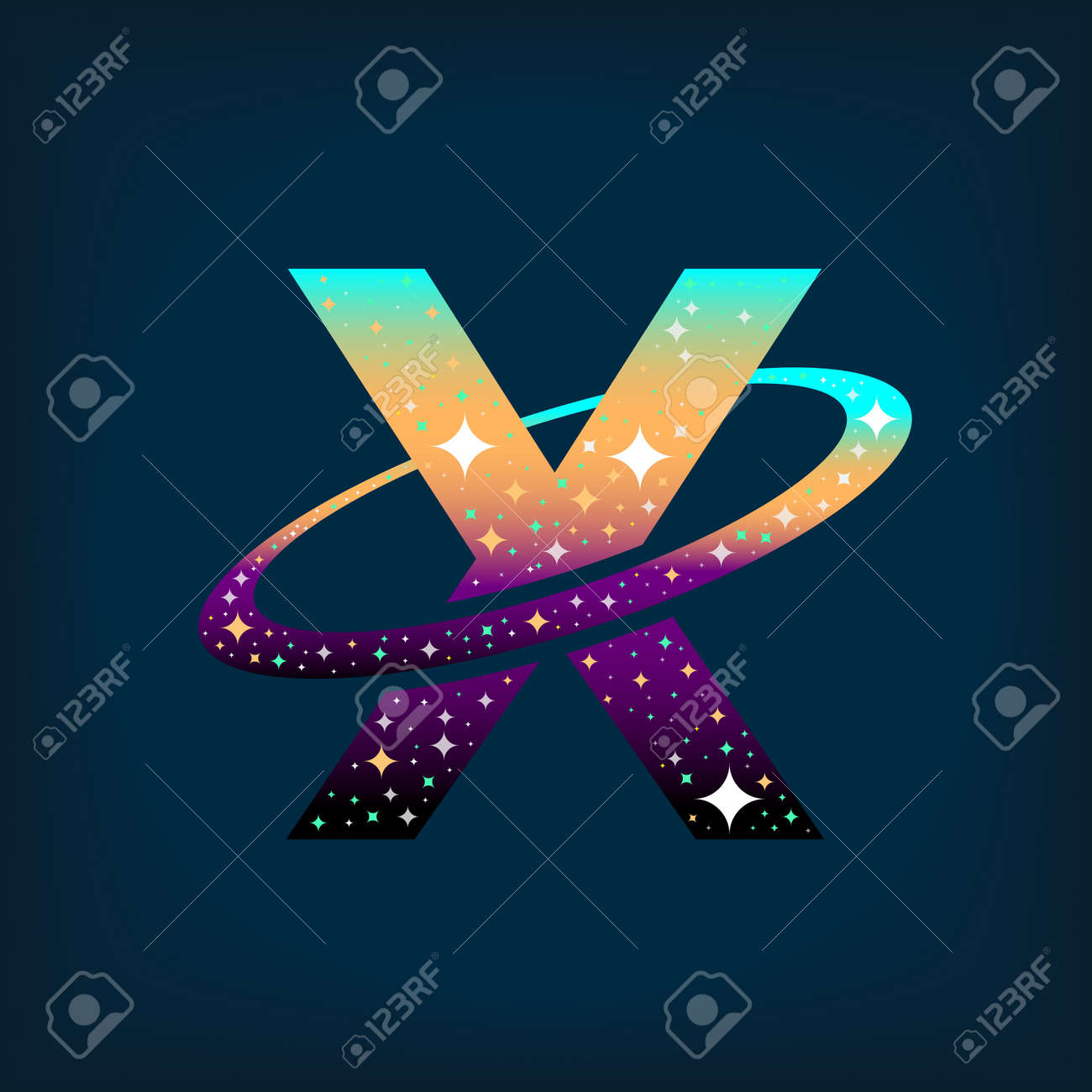 abstract letter x logo space logo galaxy moon planet design