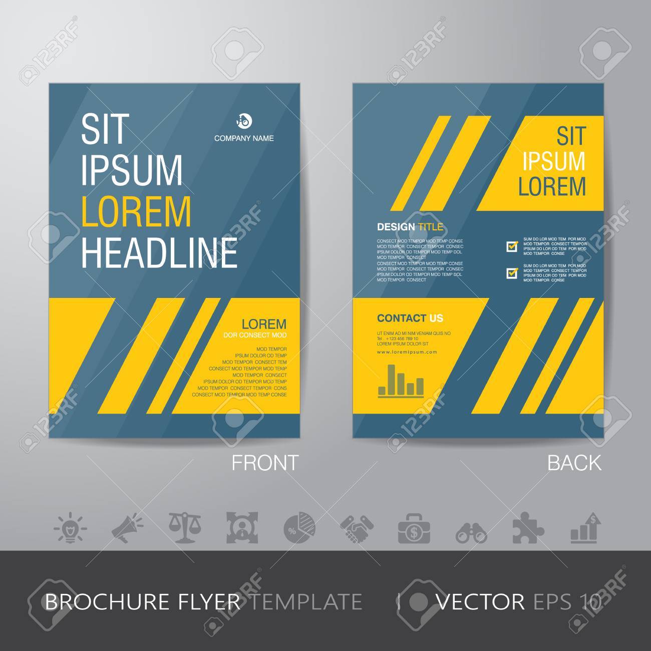 simple business yellow and blue brochure flyer design layout simple brochure design