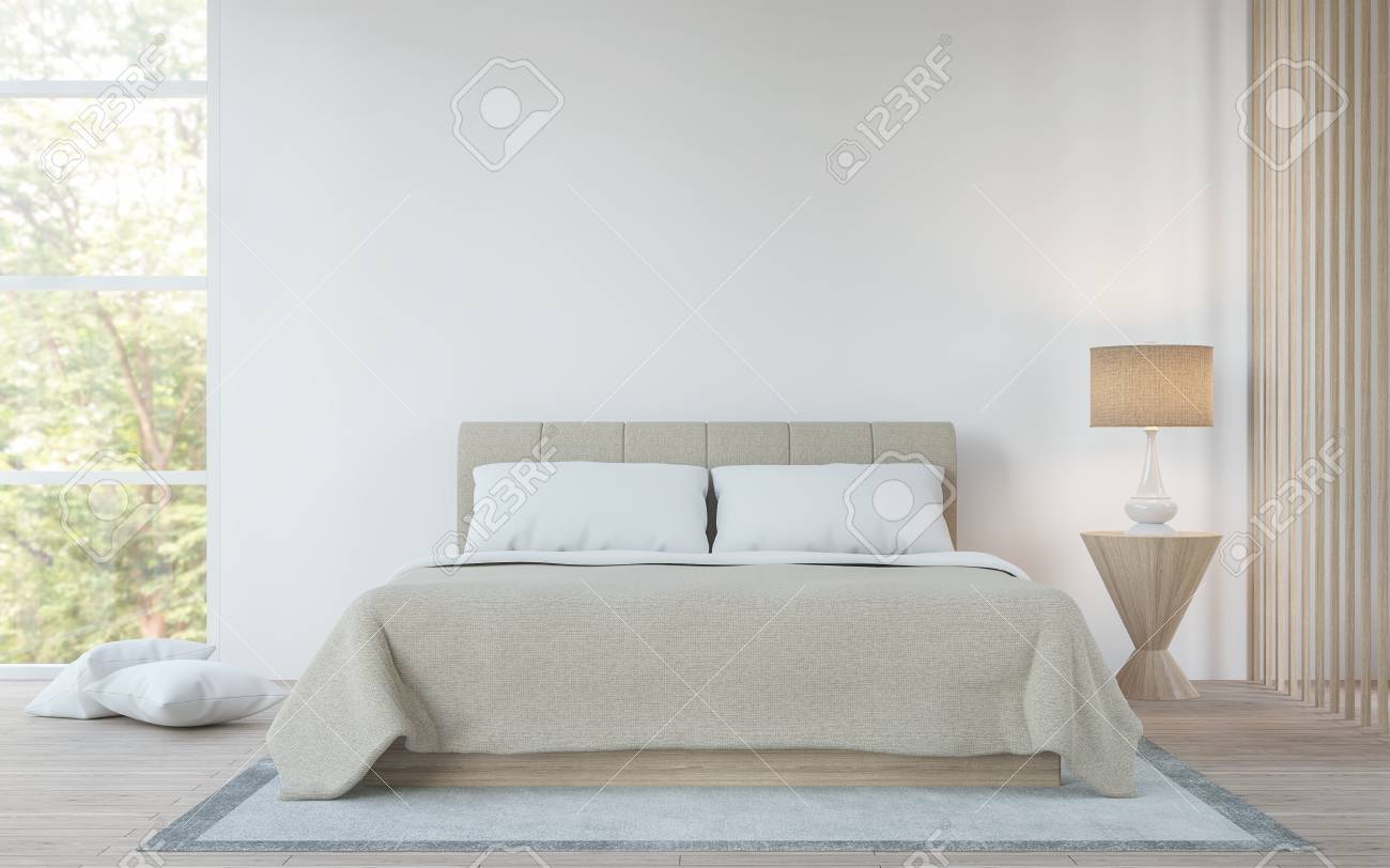 Camera Da Letto Bianca Moderna Nell\'immagine Di Rendering 3d Foresta ... Camera Da Letto Bianca Moderna Nell\'immagine Di Rendering 3d Foresta ...