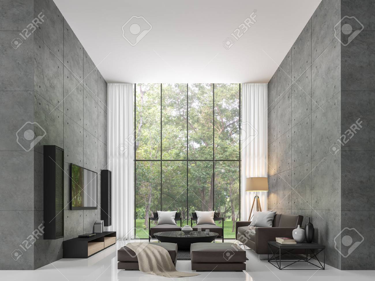 Modernes Dachbodenwohnzimmer 3d, Das Bild überträgt Das Wohnzimmer ... Modernes Dachbodenwohnzimmer 3d, Das Bild überträgt Das Wohnzimmer ...