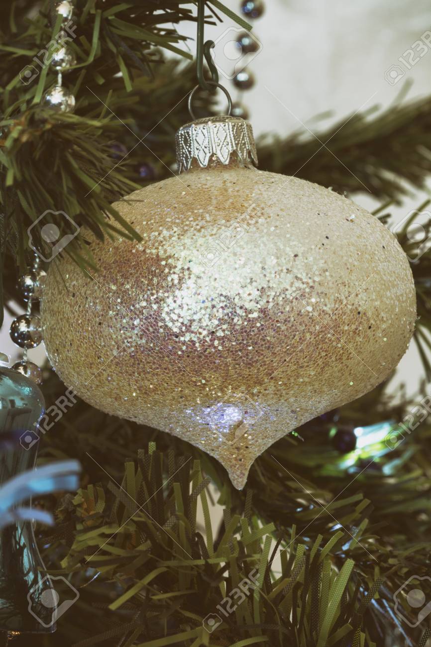 Detail Of Christmas Tree With Decorations Style Analog Camera Warm Colors And Vignetting Stock Photo Detail Of Christmas Tree With Decorations Style Analog Camera Warm Colors And Vignetting Stock Photo