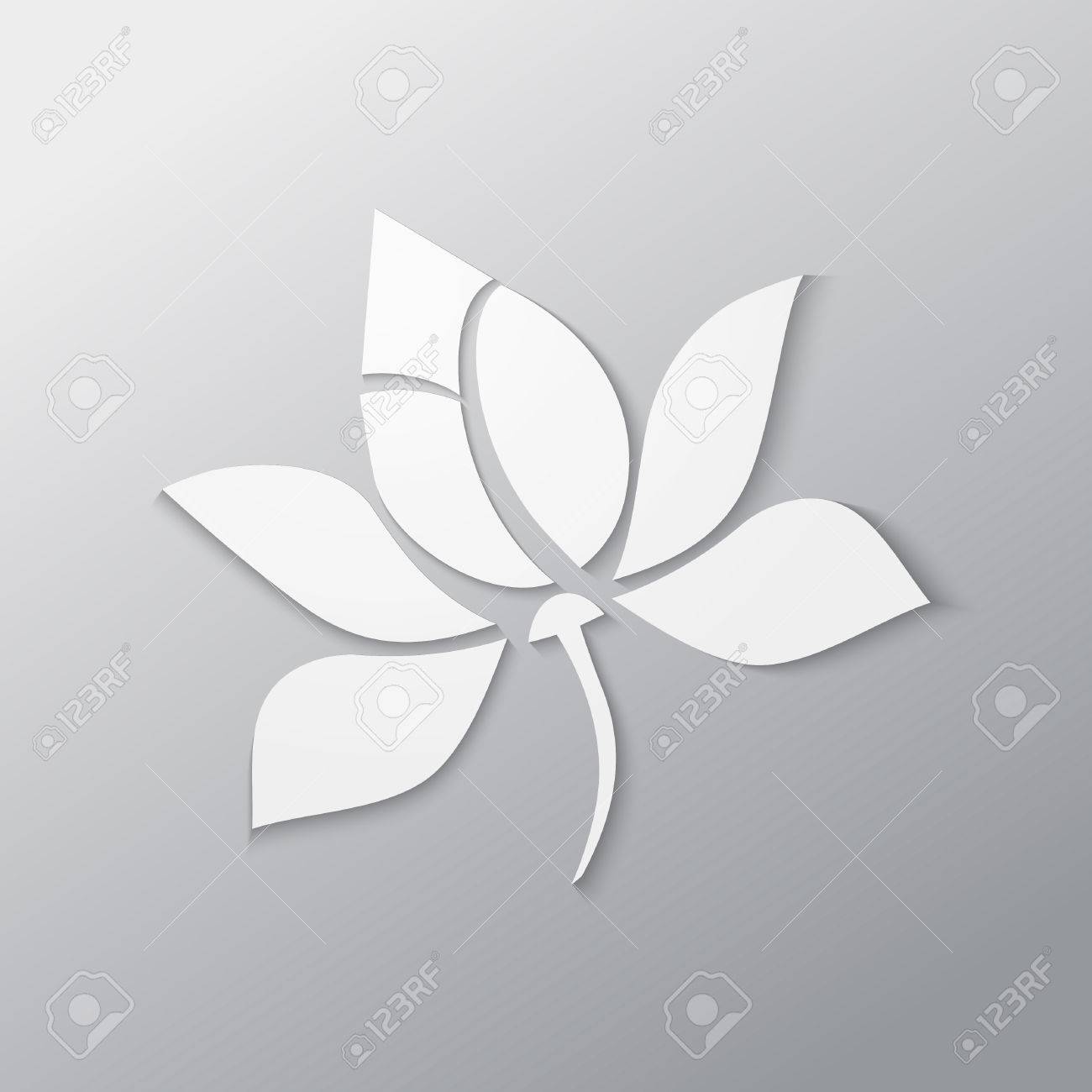 lotus flower paper cutout in white paper flower cut out