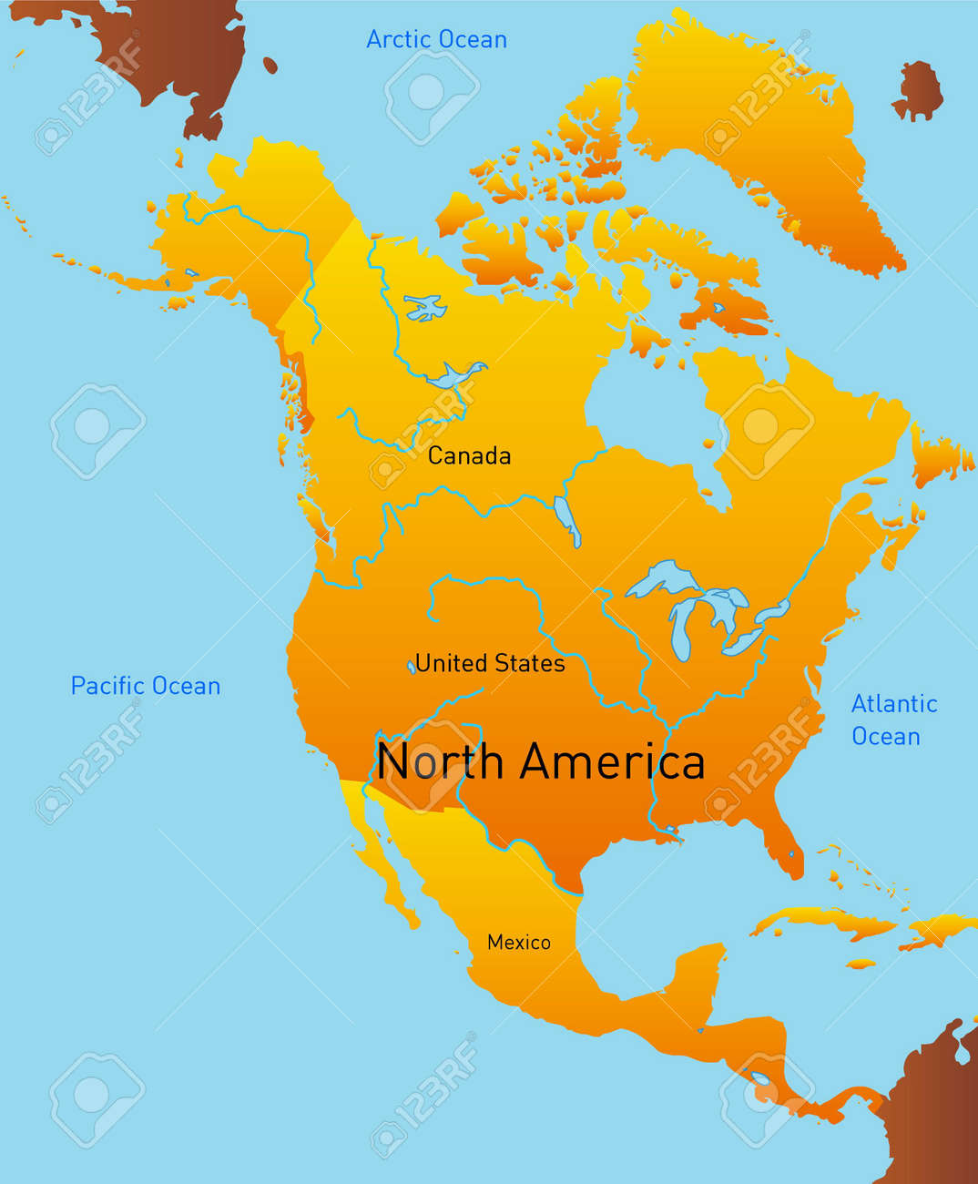 map of north america continent